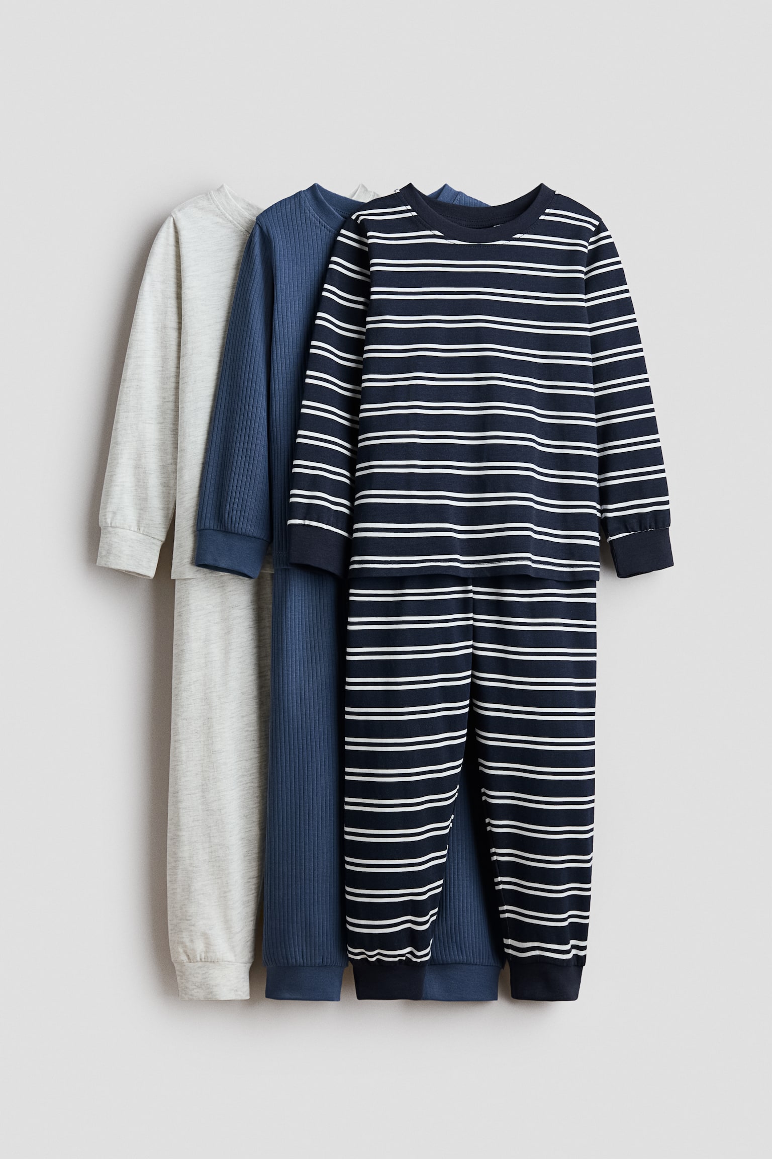 3-pack cotton pyjamas - Navy blue/Striped