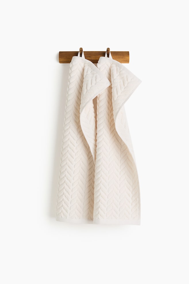 2-Pack Textured Guest Towels - Cream/Light taupe/Taupe/Light dusty blue - 1