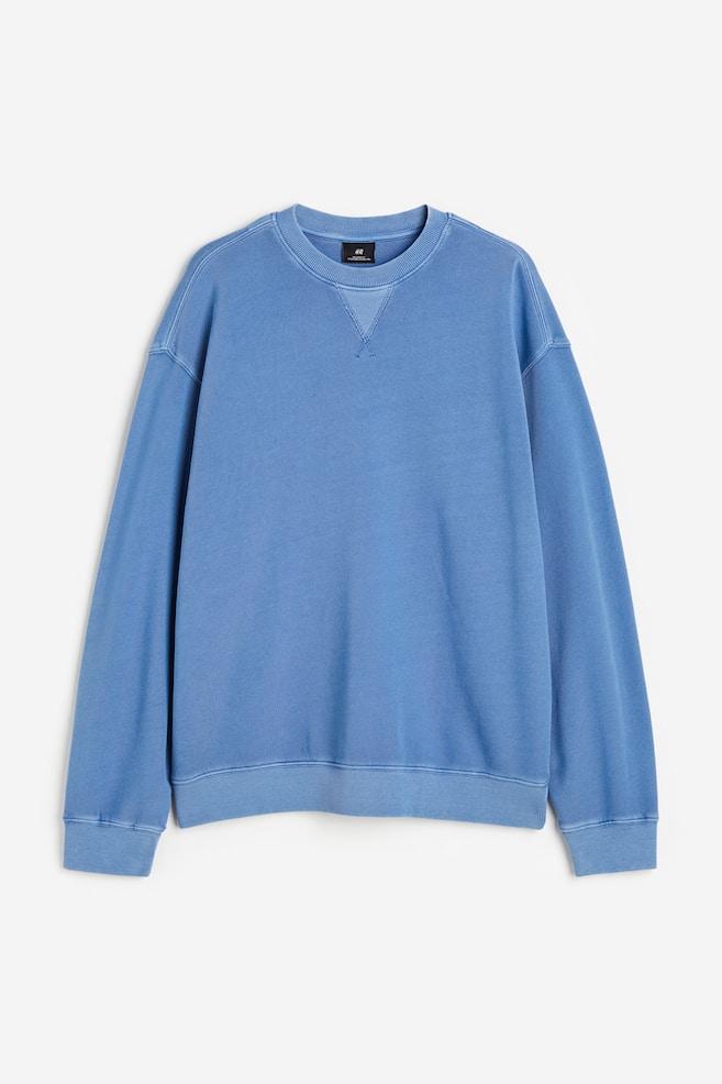 Sweatshirt med tvättad look Relaxed Fit - Blå/Grön - 2