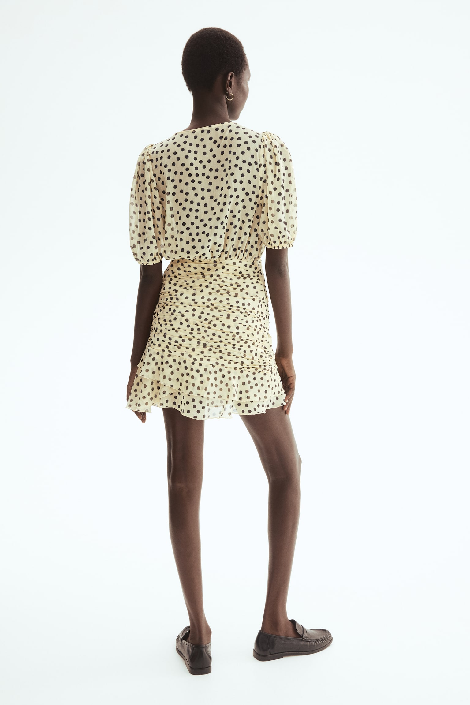 Draped dress - Light beige/Polka dot - 6