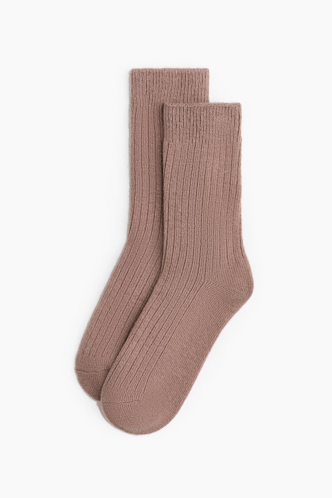 Chaussettes en cachemire mélangé - Vieux rose/Beige - 1