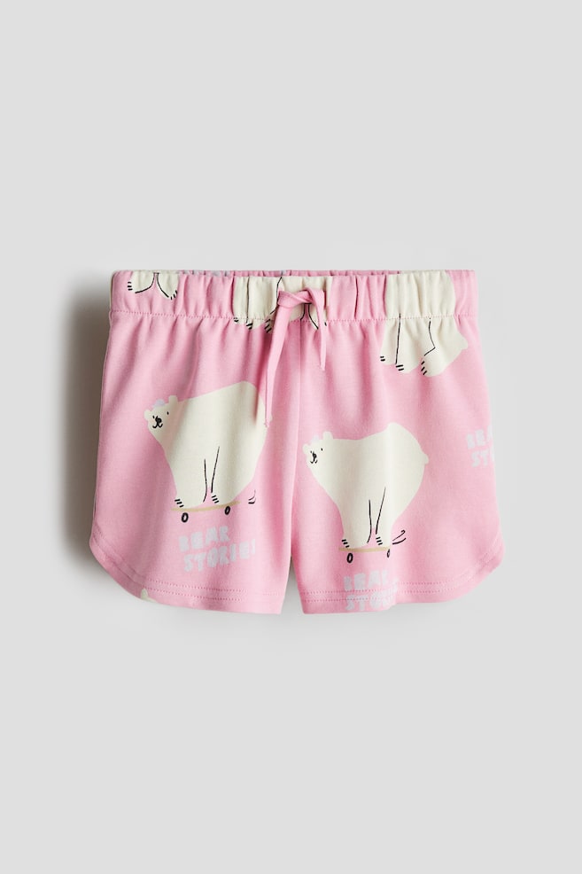 Printed Sweatshorts - Pink/Polar bears/Light grey marl/Spotted - 1