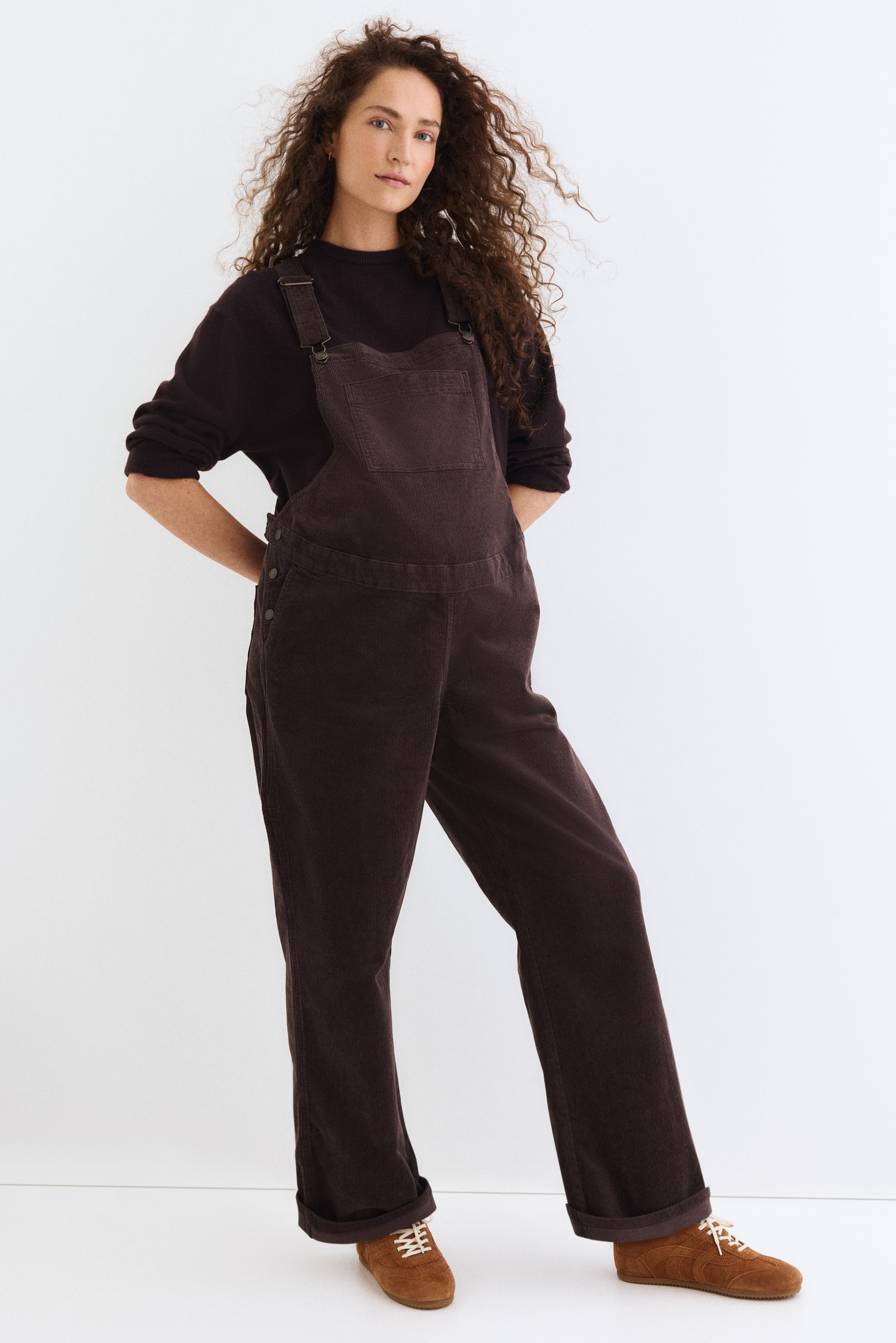 MAMA Before & After Corduroy dungarees - Brown/Dark blue