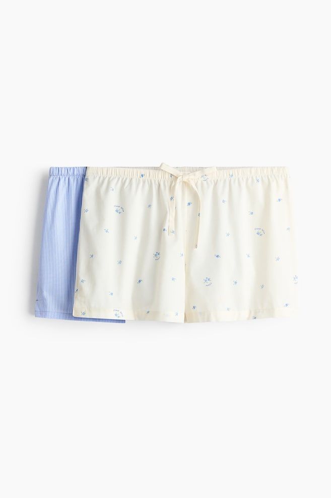 2-pack Shorts de pijama - Azul claro/Franjas/Rosa claro/Flores/Azul claro/Blanco/Rosa claro/Rayas rojo oscuro - 1