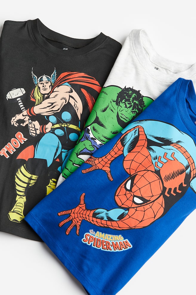 3-pack long-sleeved T-shirts - Blue/Marvel Comics - 3