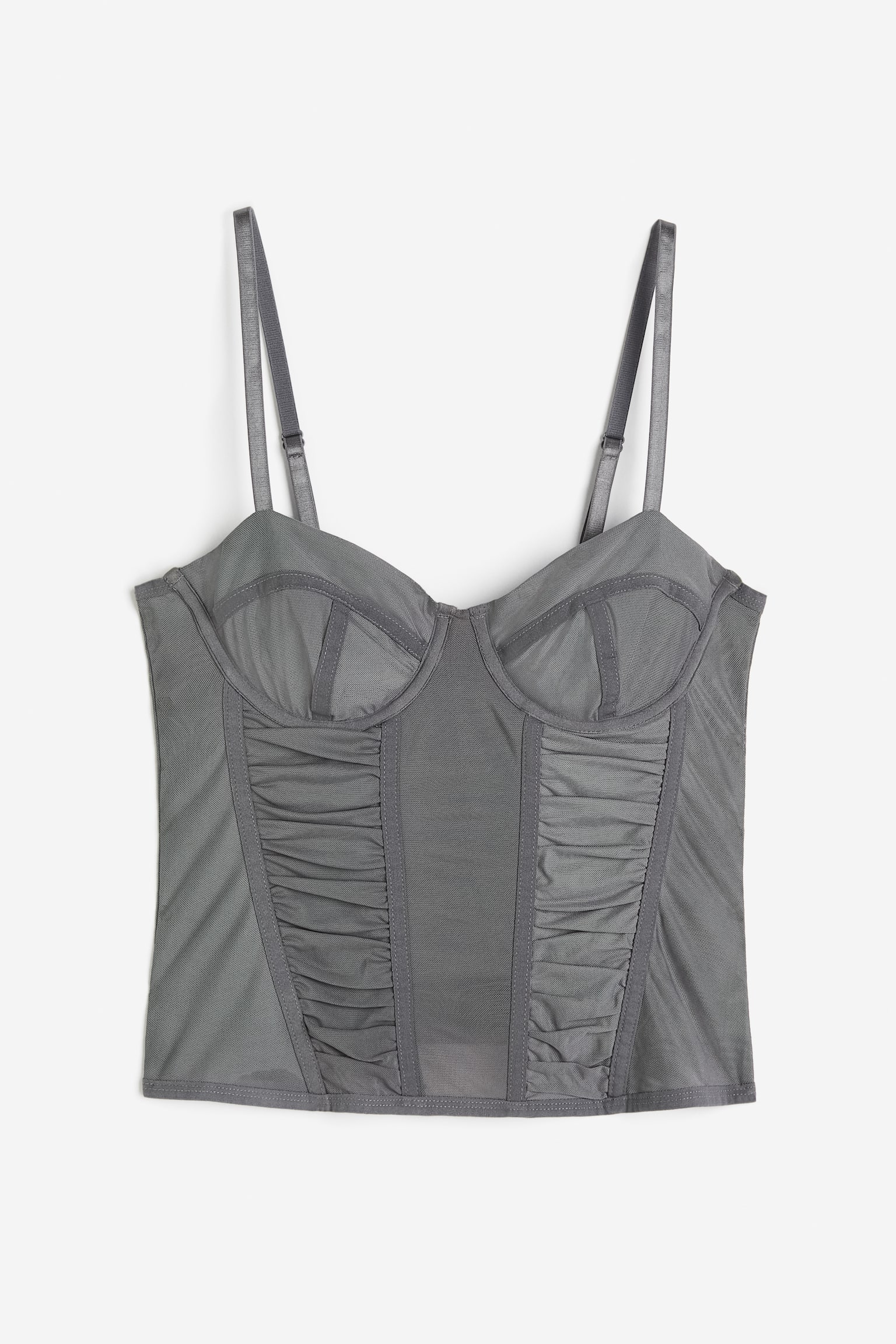 Mesh Bustier Top - Dark grey/White/Black - 1