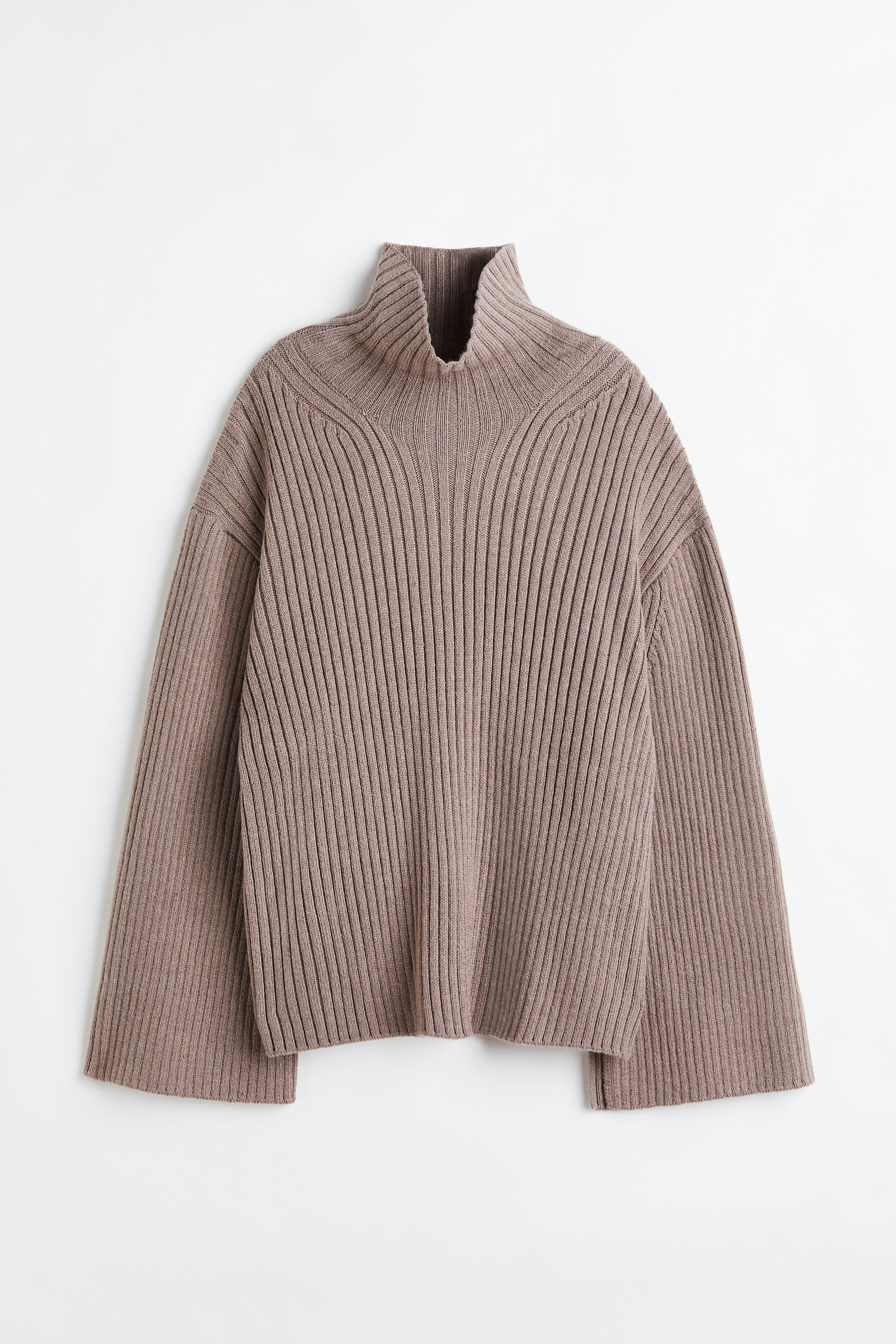 Oversized Mock turtleneck Sweater Taupe Ladies H M CA