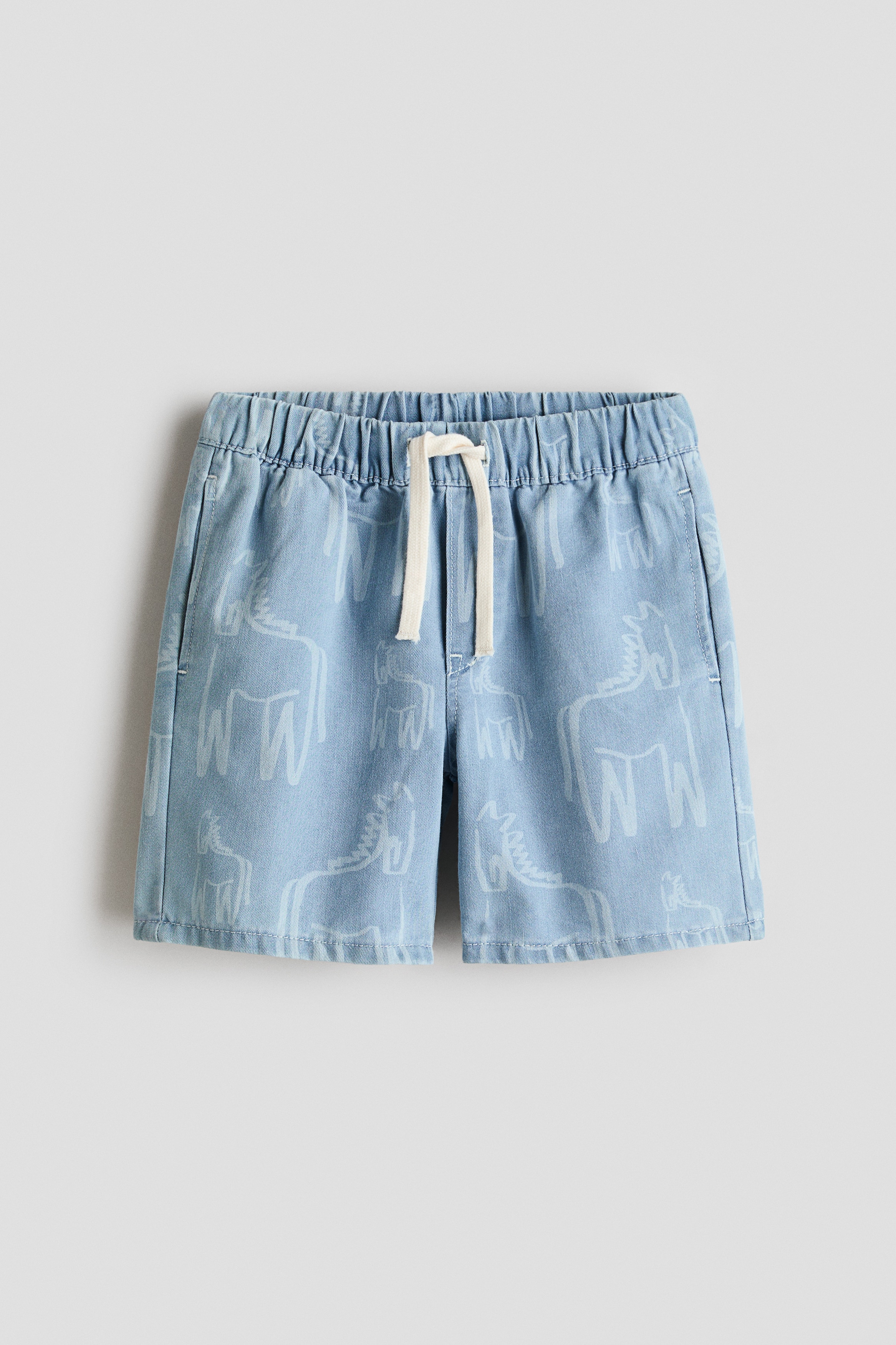 Printed denim shorts - Light denim blue/Horses