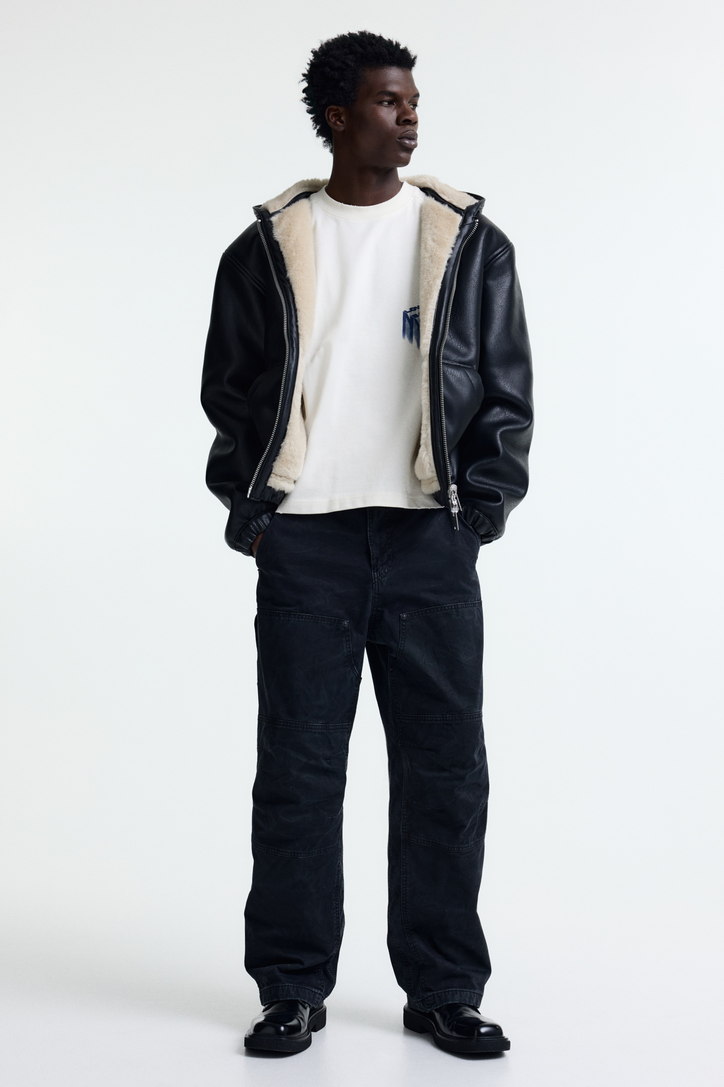 ルーズフィット ブラック/ブルー タッパー Mサイズ ルーズフィット カーペンターパンツ - ウォッシュドブラック | H&M JP