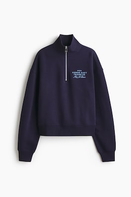 Sweatshirt med motiv och dragkedja