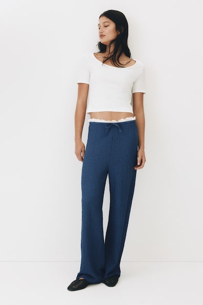 フリルトリム クリンクルパンツ
