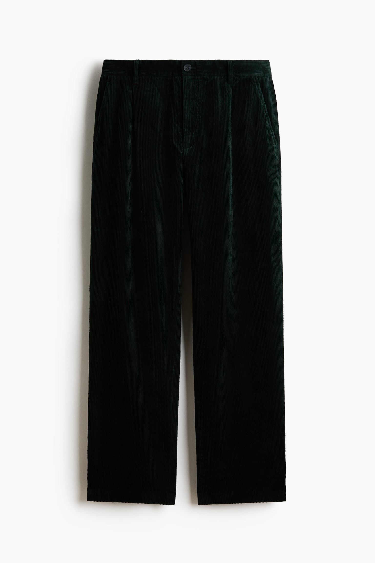 Pantalon Regular Fit en velours côtelé - Vert foncé/Bleu marine - 1