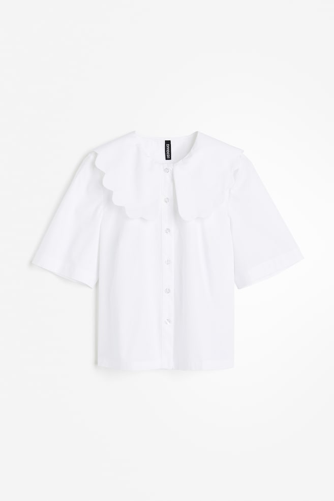 Collared poplin blouse - White - 2