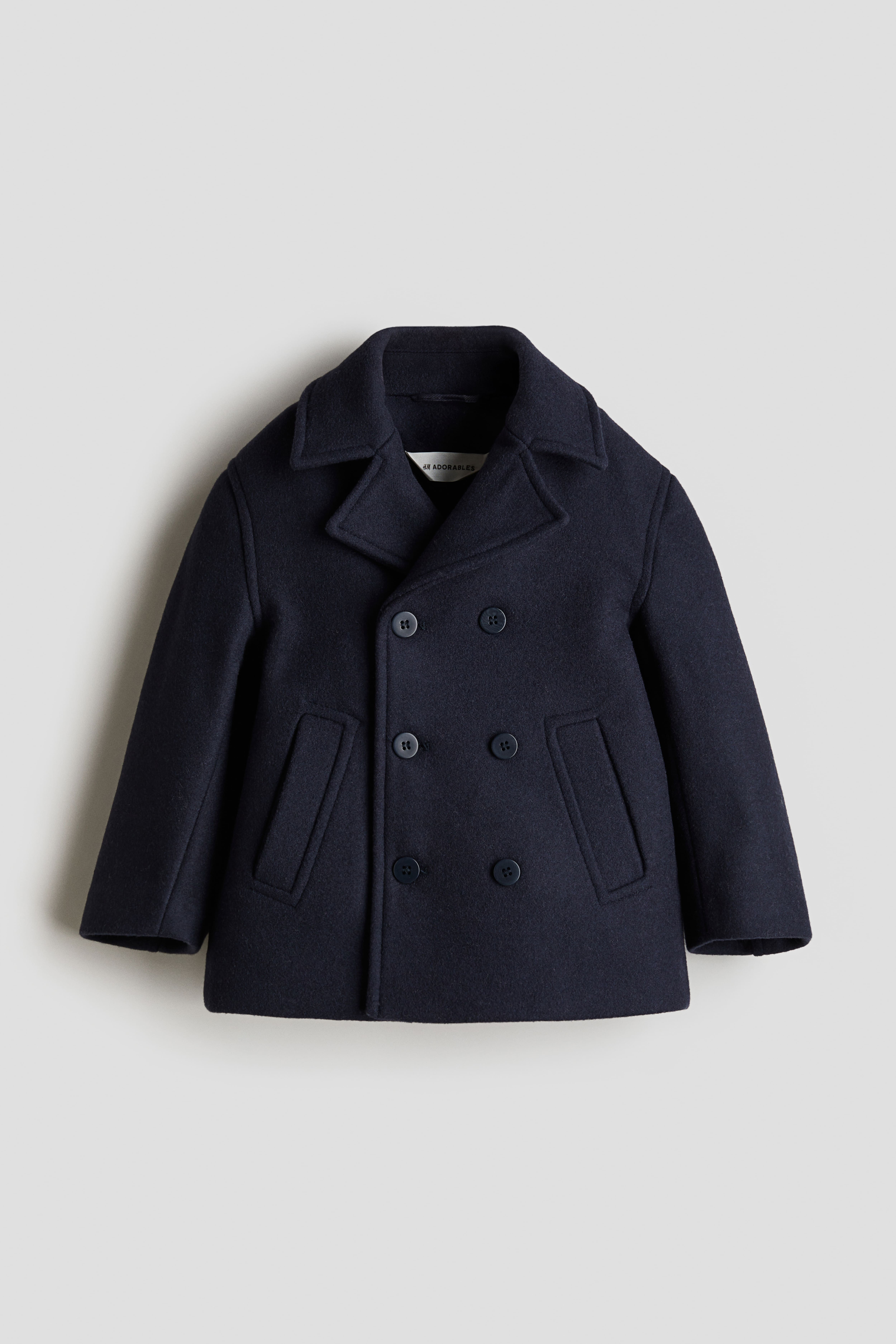 Boys Blue Cashmere blend pea coat Size 5T 4 5Y H M