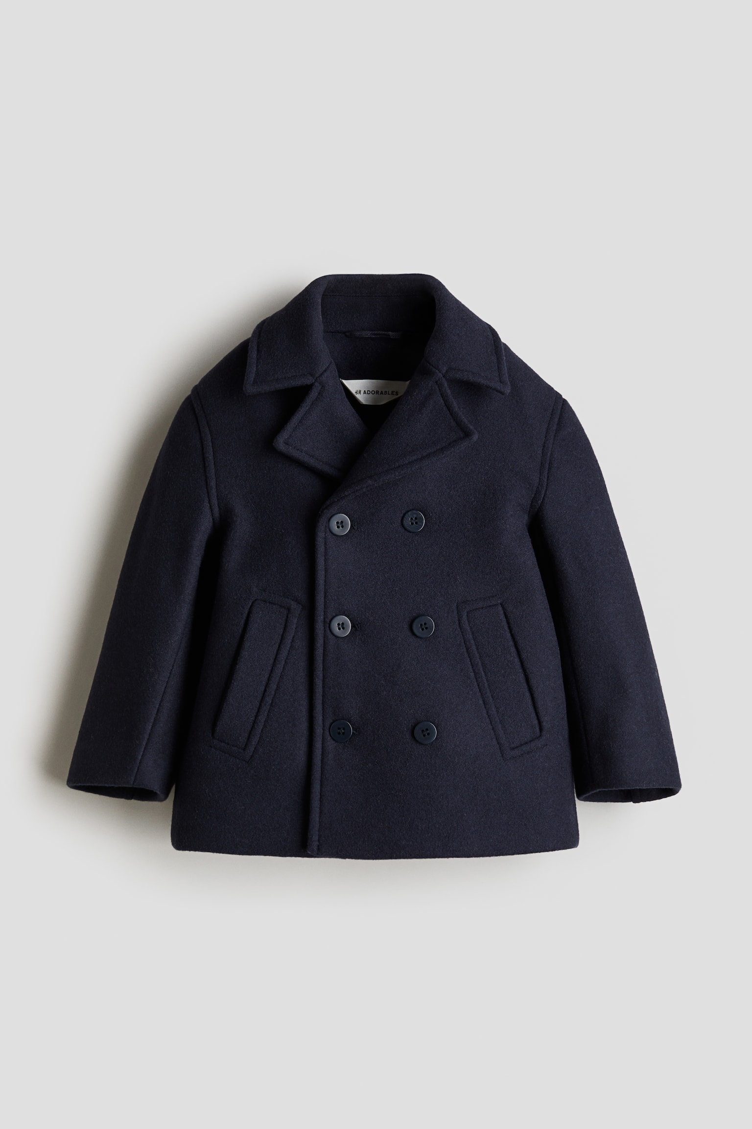 Cashmere-blend pea coat - Navy blue - 1