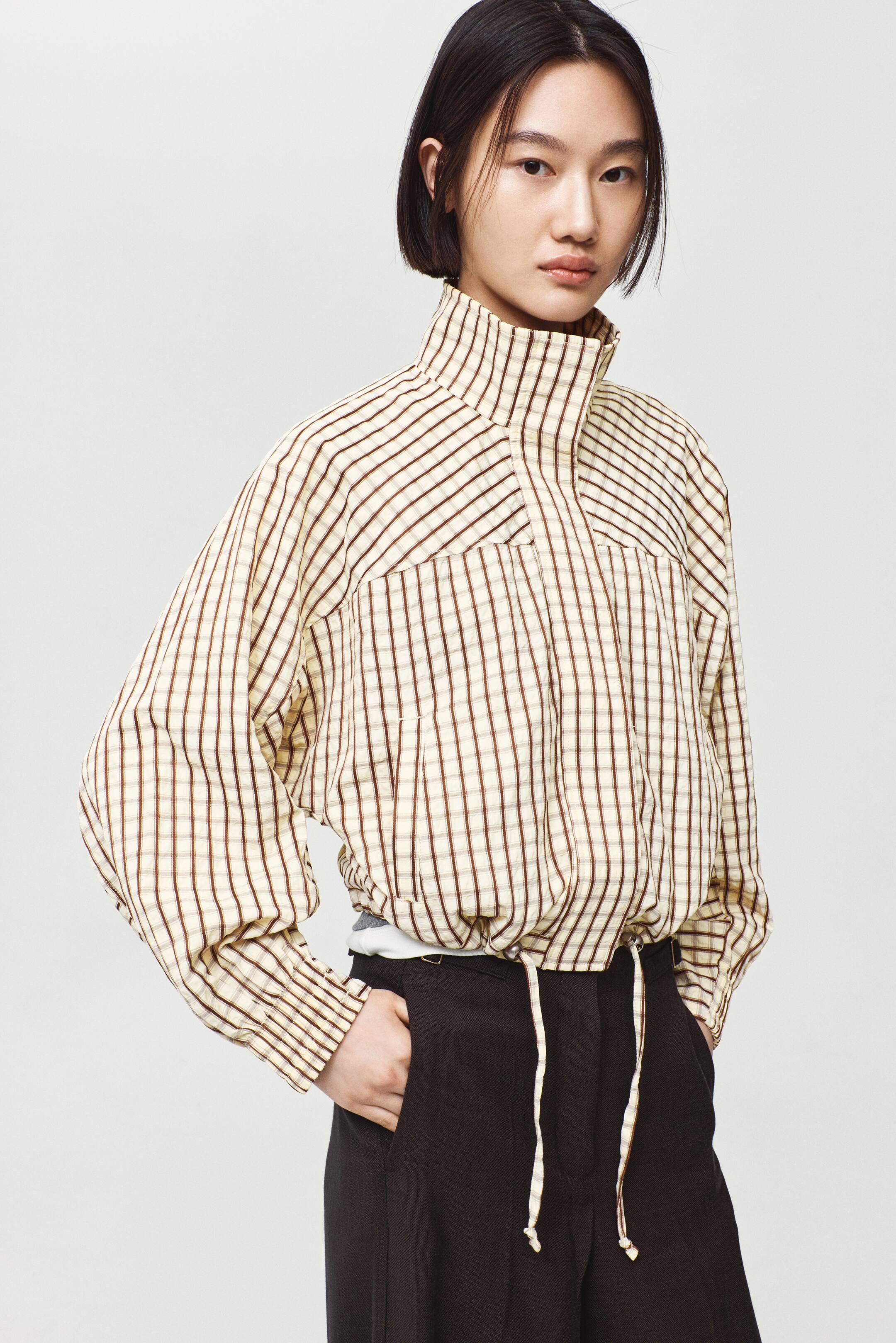 View larger image: Dolman-Sleeved Jacket - Light dusty yellow/checked - Ladies | H&M PH 1