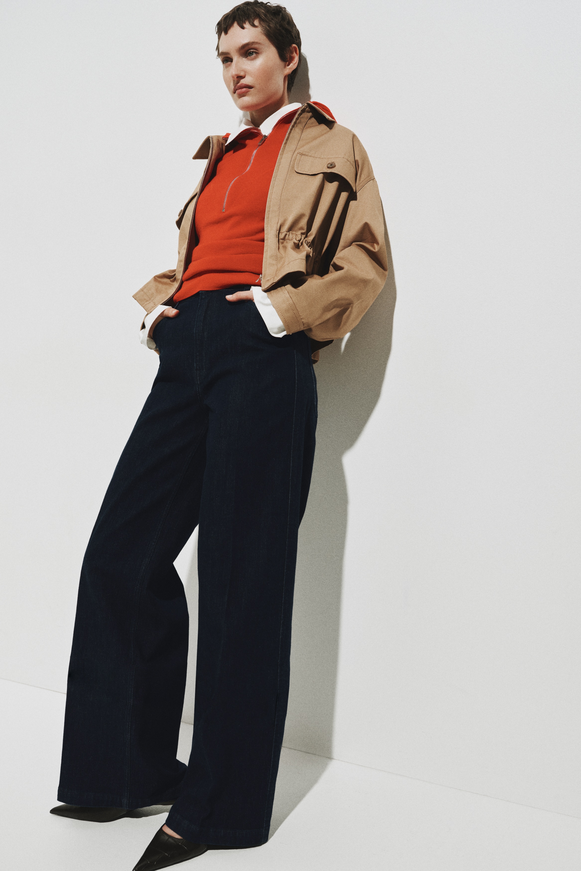 Wide High Waist Jeans - Blu denim navy