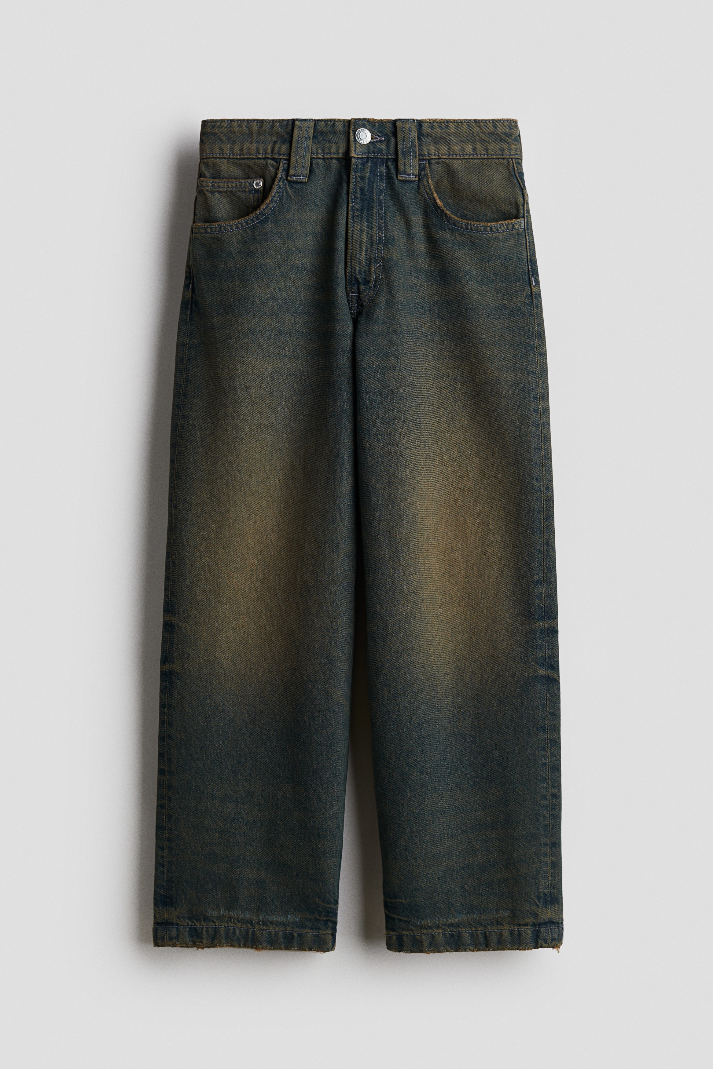 Washed dark denim blue Baggy Fit jeans - Size: 8-9Y  - H&M