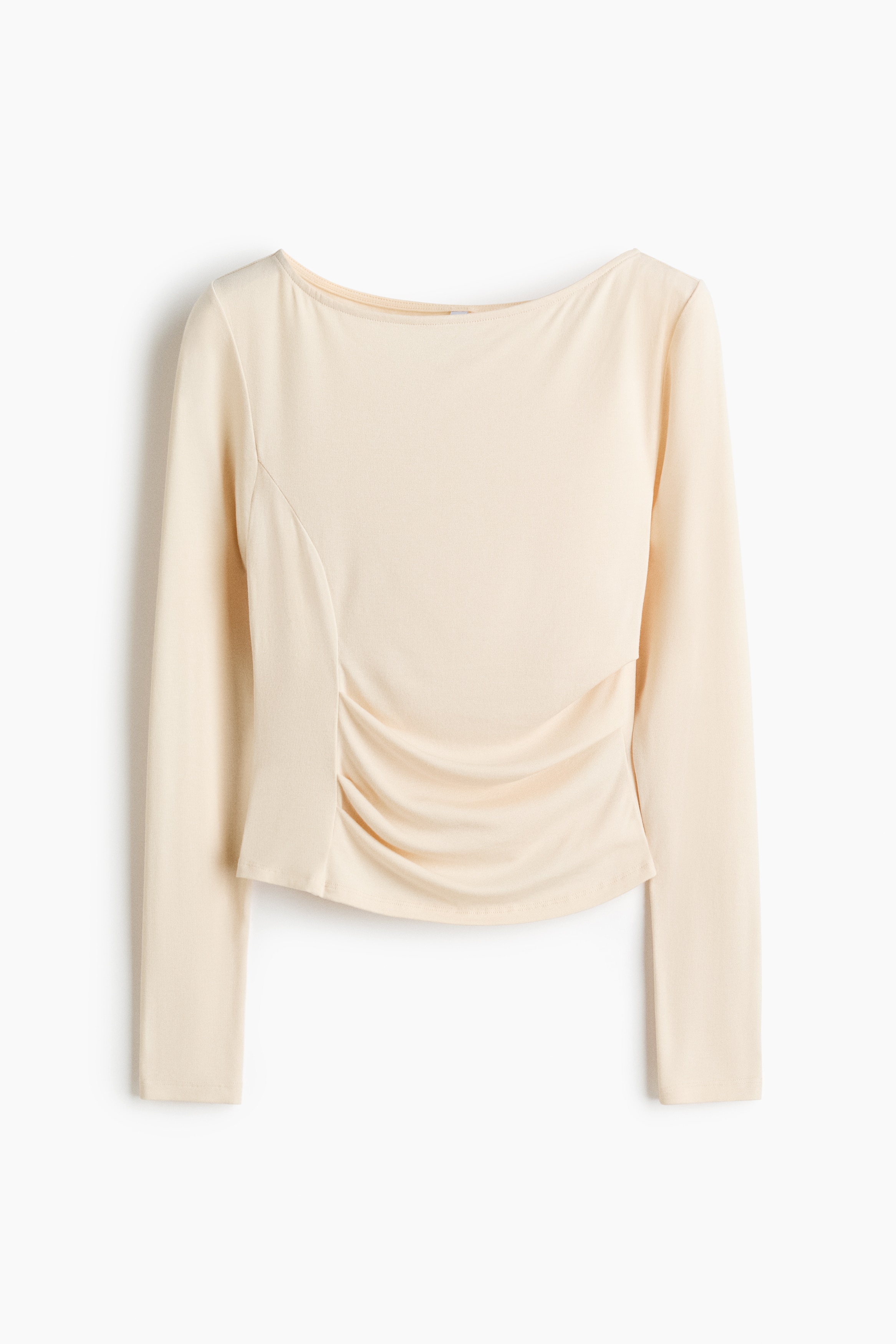 ドレープボートネックトップス - ライトベージュ/ブラウン