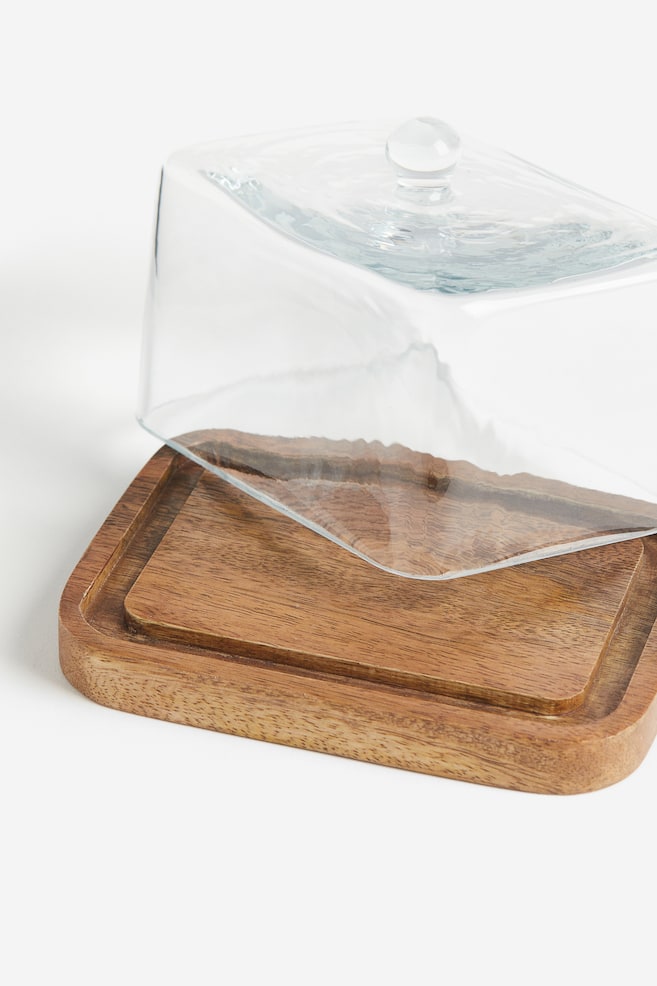 Beurrier avec cloche en verre - Beige clair/verre transparent - 3