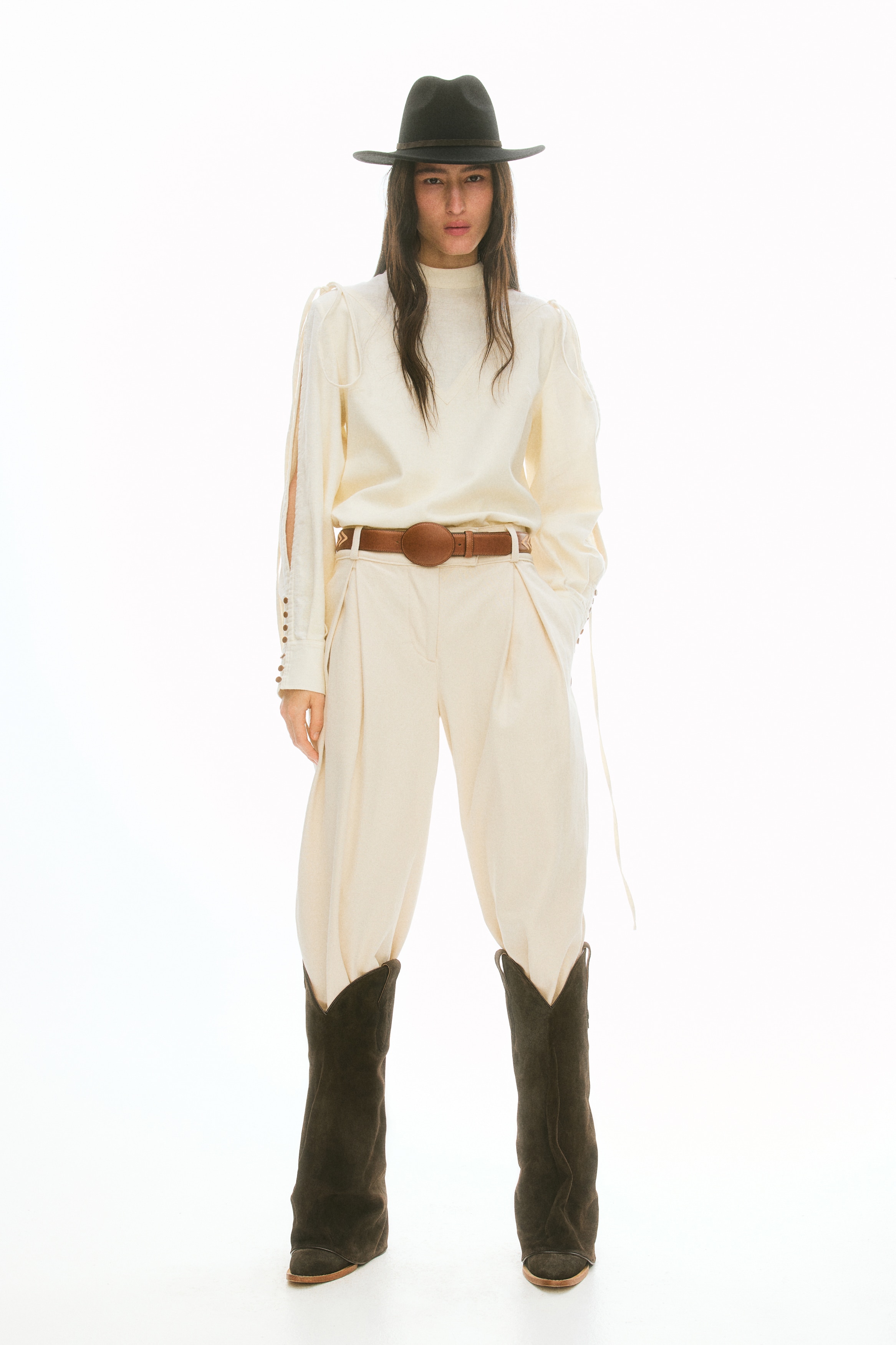 H & M - リネンブレンドブラウス - ホワイト H & M - リネンブレンドブラウス - ホワイト