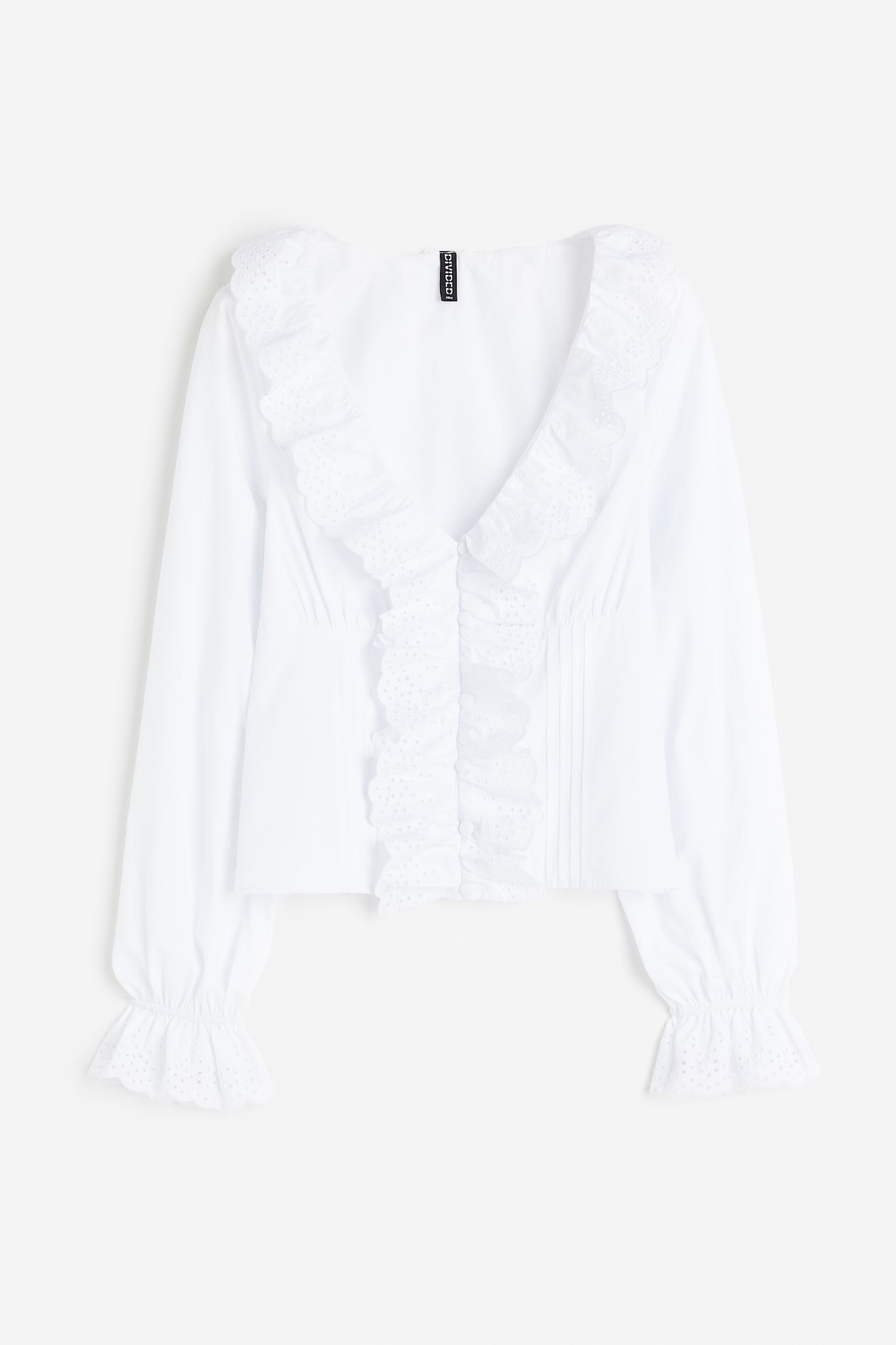 Frill-trimmed poplin blouse White Ladies H&M GB