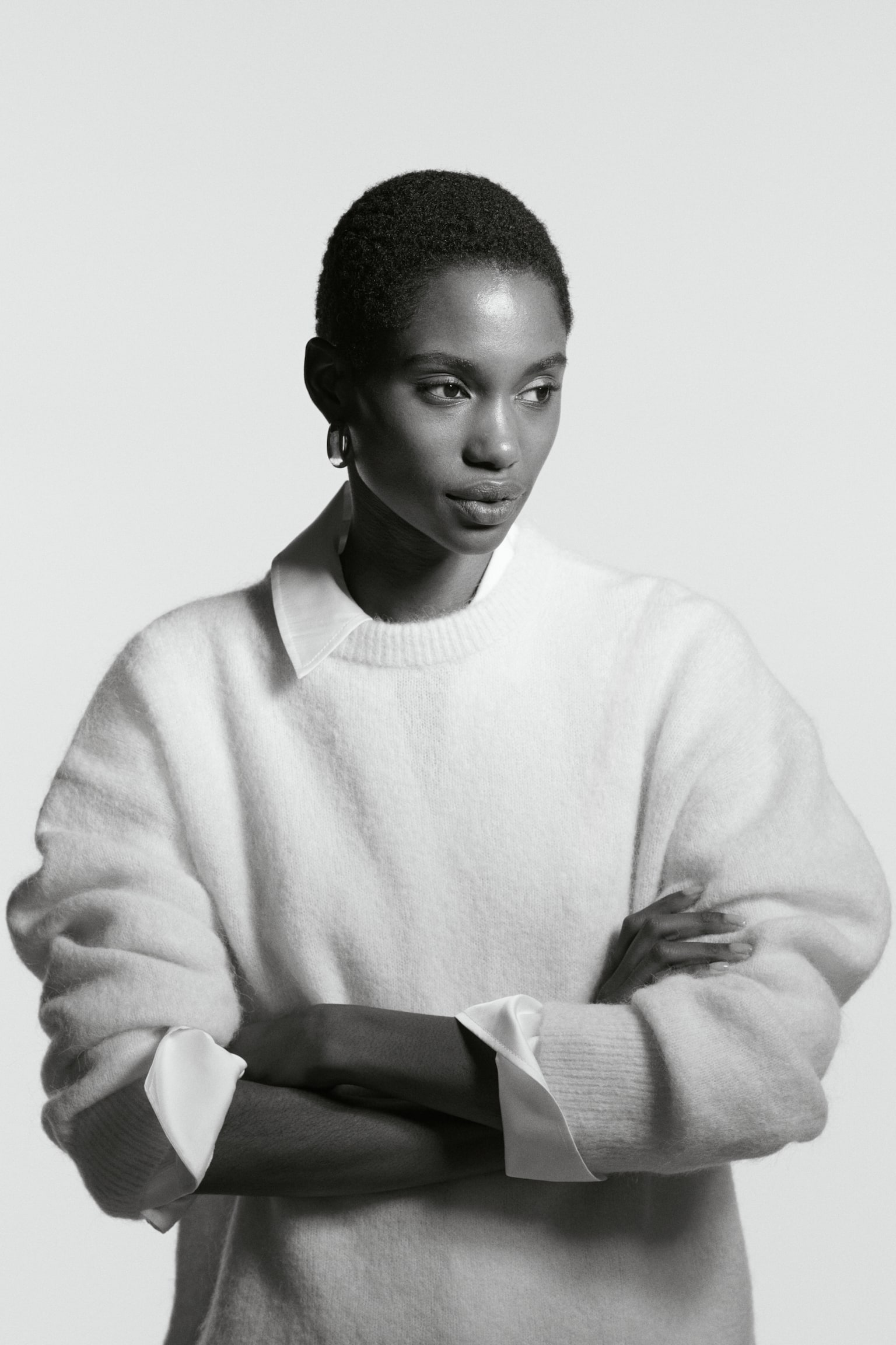 Oversized alpaca-blend jumper - Light beige/Dark plum purple/Dusty blue marl/Brown - 1