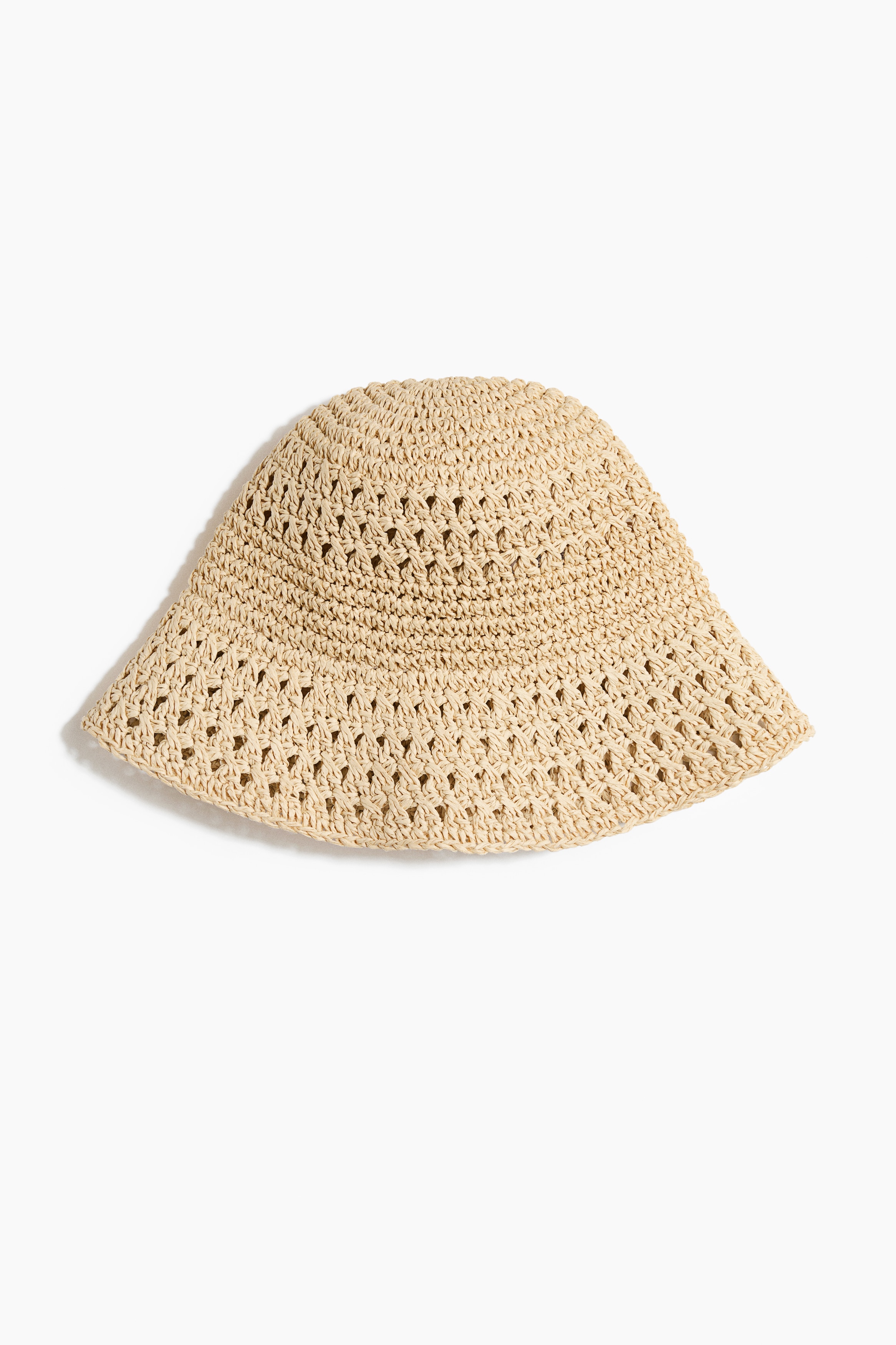 Handmade straw bucket hat - Beige