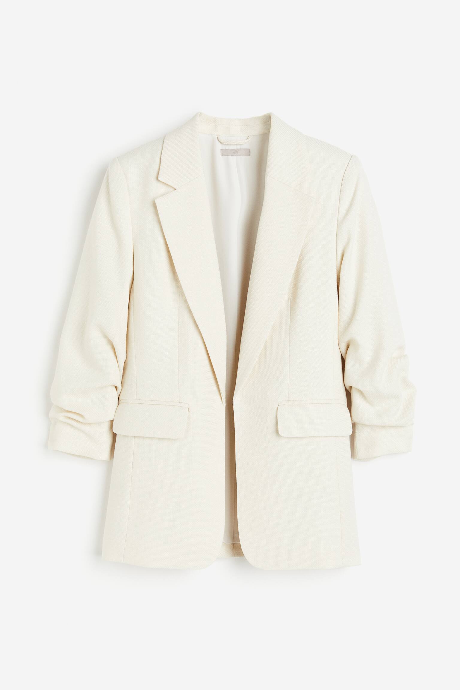 Gathered Sleeve Blazer - Cream/Navy blue/Light beige/Navy blue/Light beige/Beige - 2