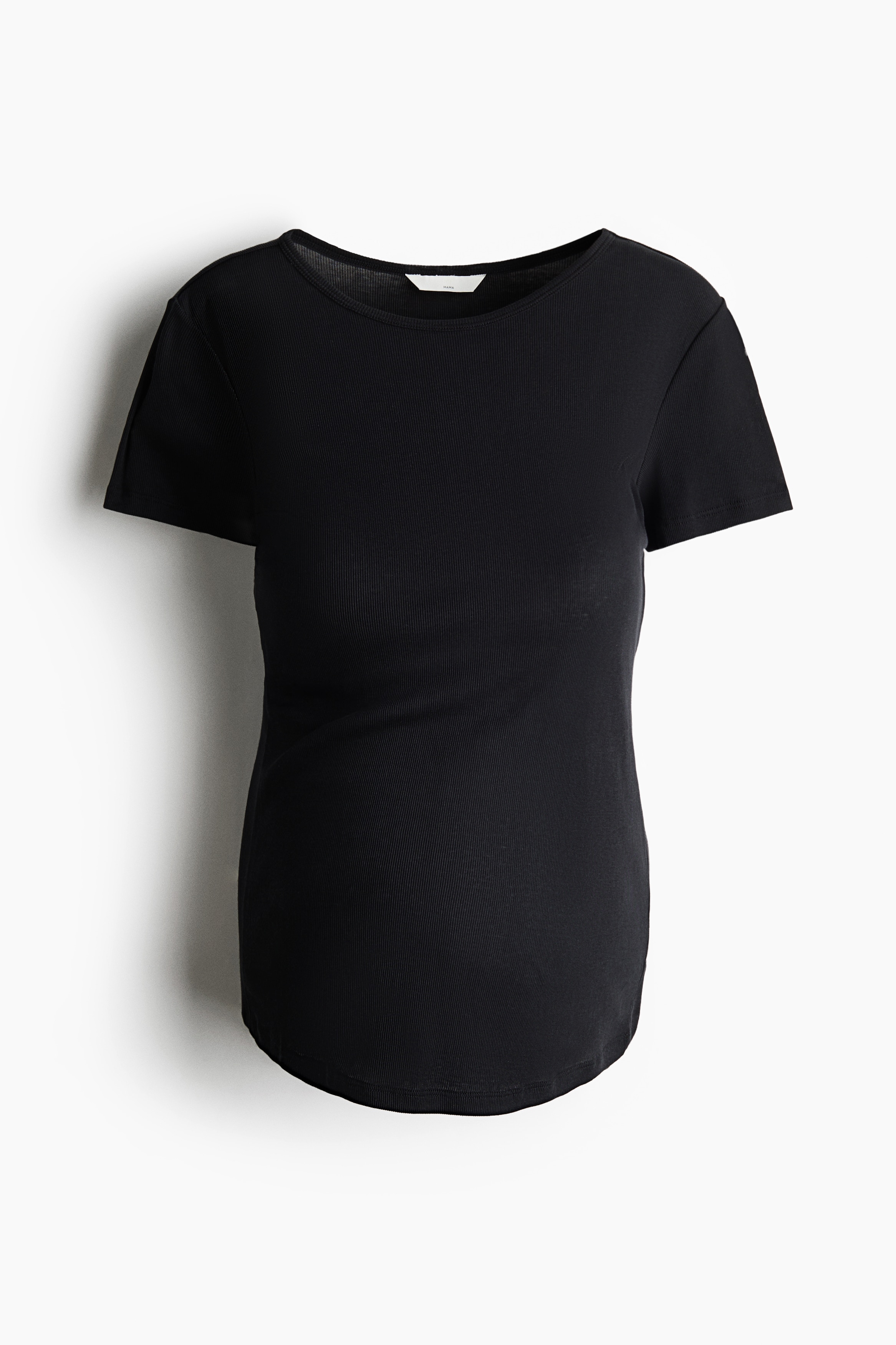 MAMA Playera acanalada en algodón pima - Negro/Blanco