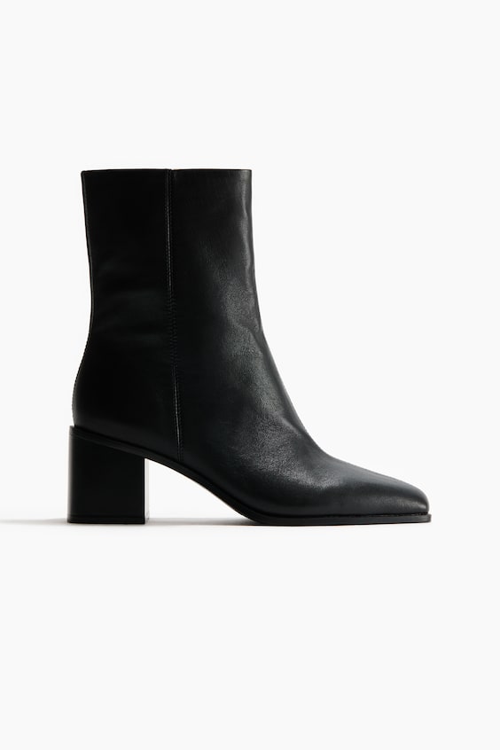 Женские ботинки H&M Leather Ankle, цвет: Чёрный