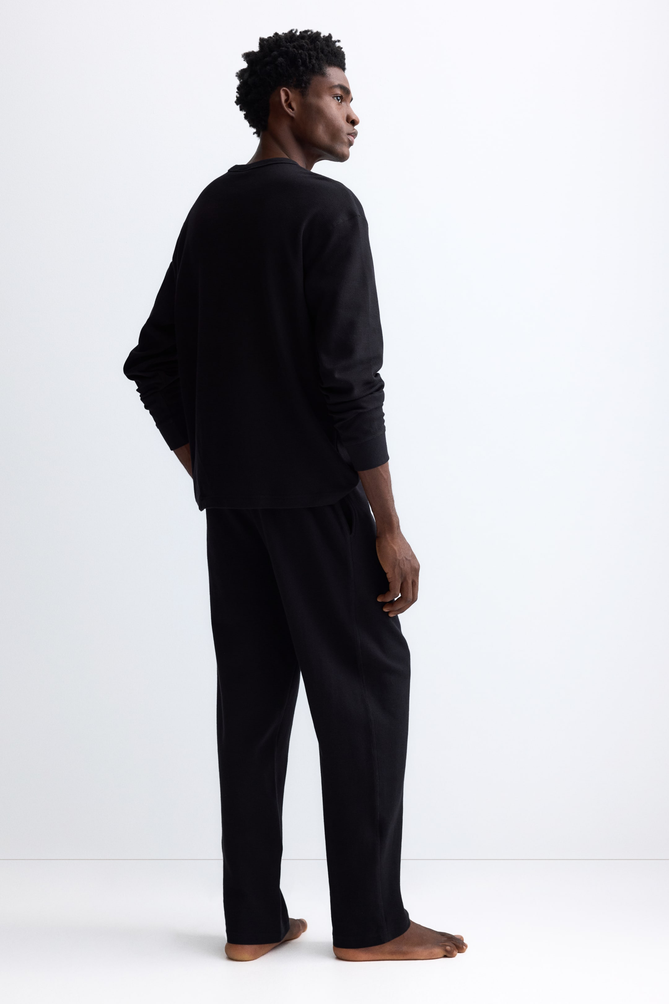 View larger image: Waffled cotton pyjama top and bottoms - Black - Men | H&M IN 5