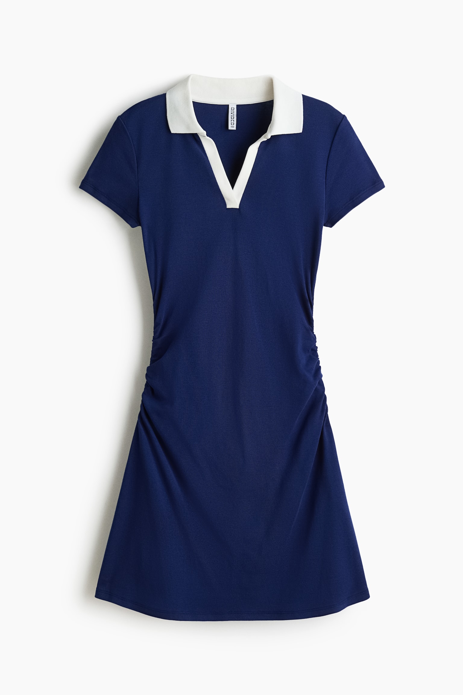 Collared fine-knit dress - Blue/White/Striped/Dark brown/Light blue - 1