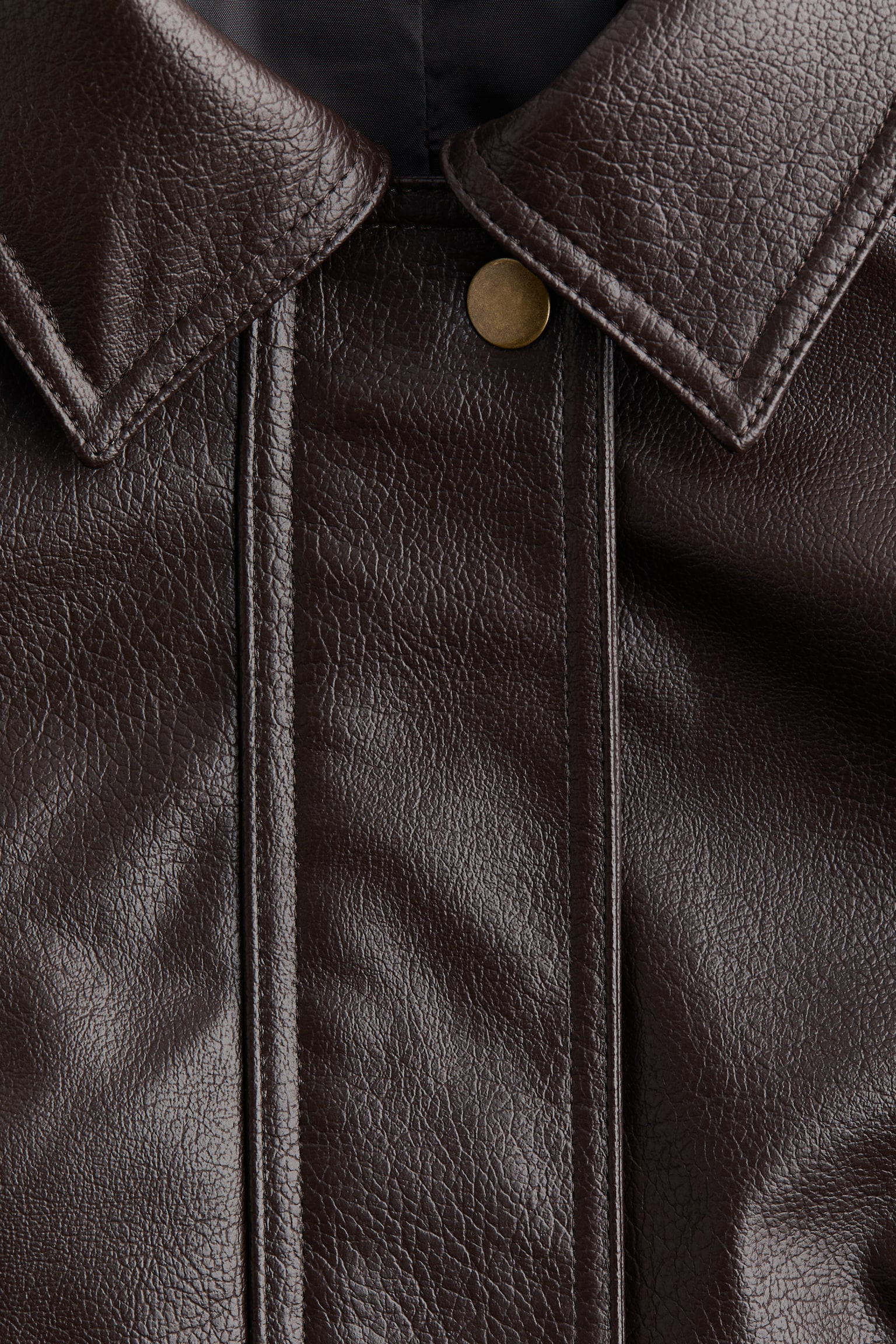 Женская куртка H&M Coated Biker, цвет: Тёмный коричневый — фото 6