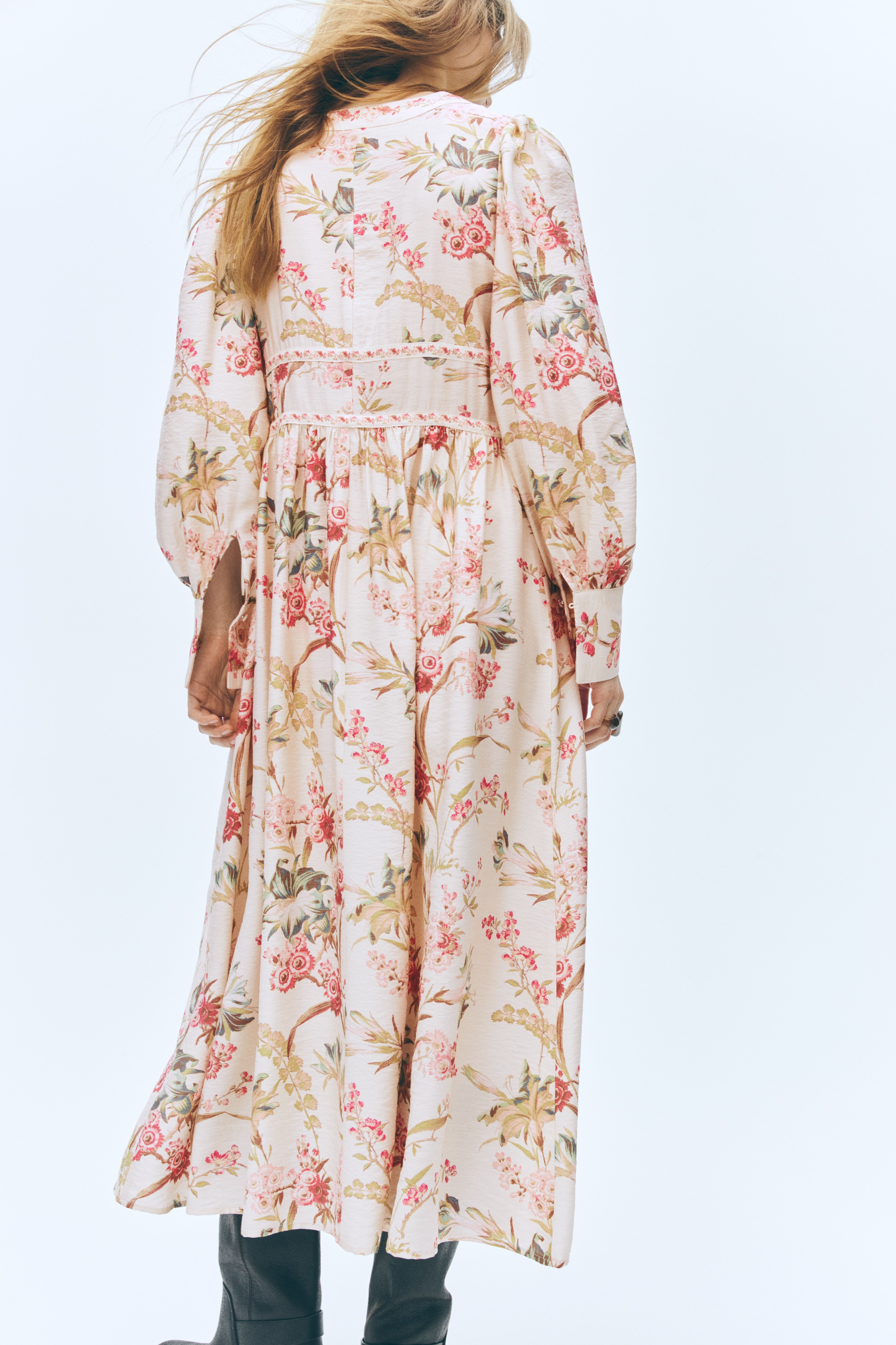 Robe Longue H&M Fluide Beige Blanc - Aspect Soie - Taille XS/S 36/38 - Style Intemporel