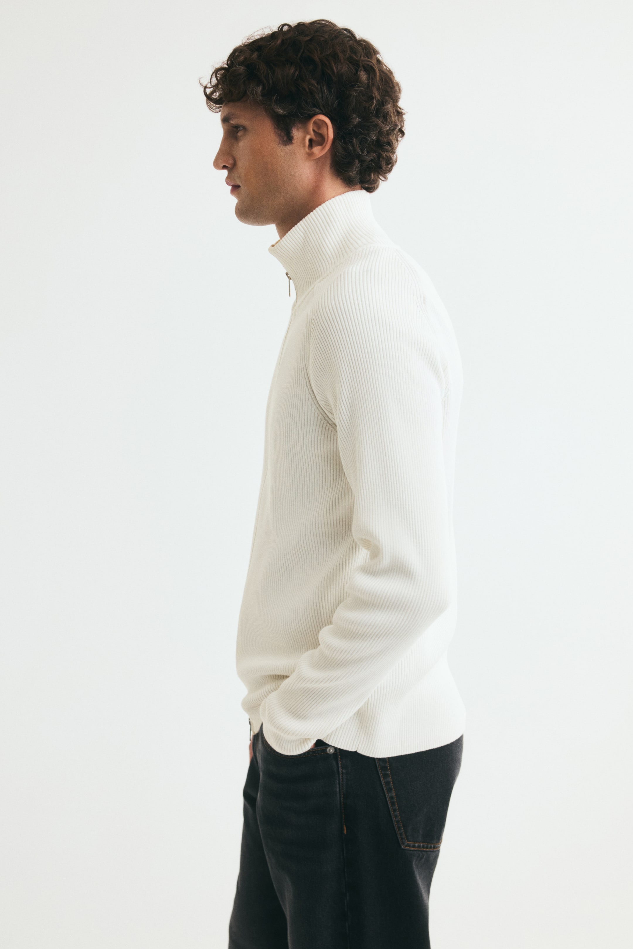 Slim-Fit Rib-Knit Cardigan
