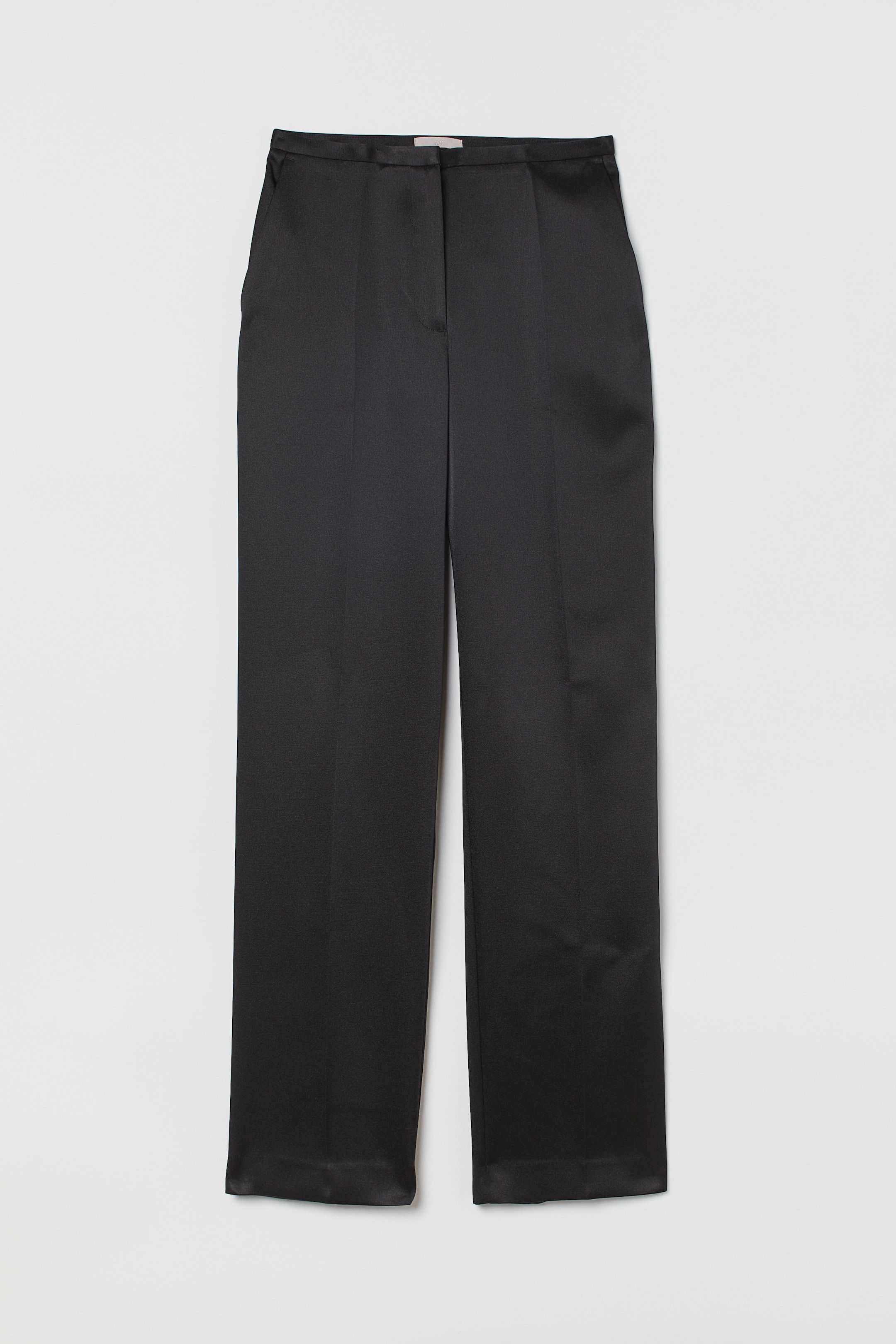 Straight-leg Satin Pants with Creases