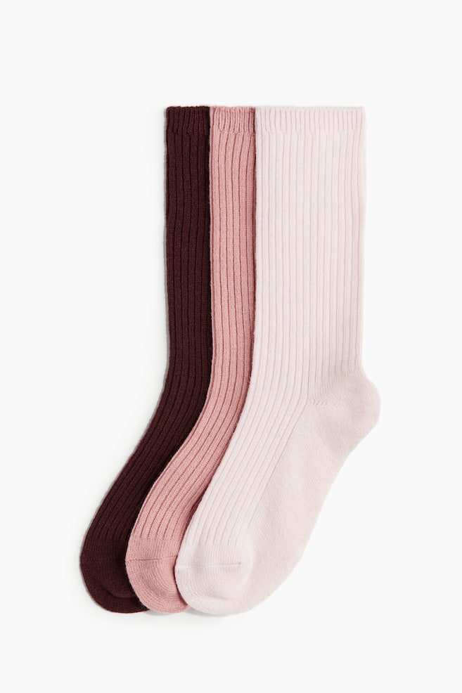 Set de 3 perechi de șosete - Roz-pudrat/roșu-burgund/Dark brown/Cream/Light grey marl/Dark grey marl - 1