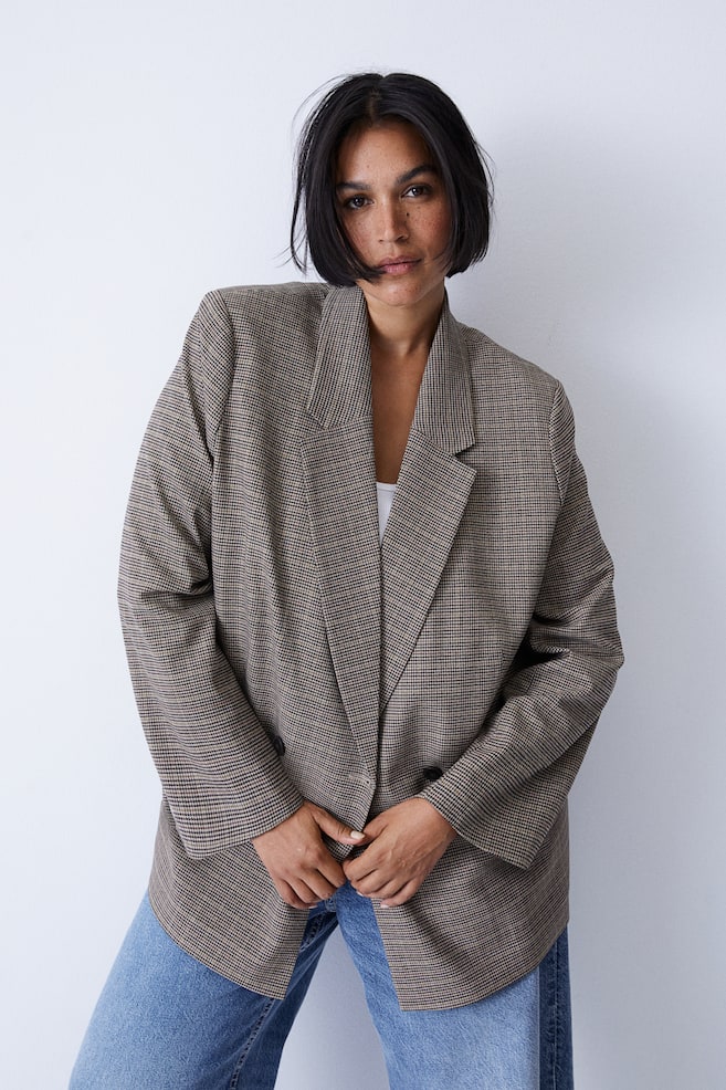 Double-breasted blazer - Brown/Dogtooth-patterned/Black/Light pink/Light blue/dc/dc/dc/dc - 1