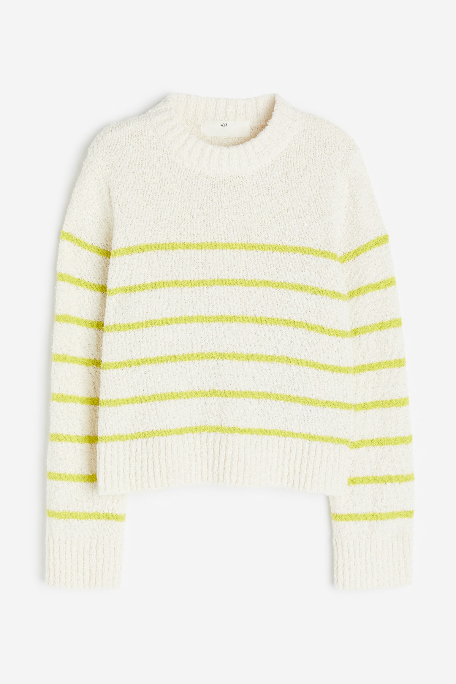 Slub-knit jumper - Cream/Yellow striped - 1