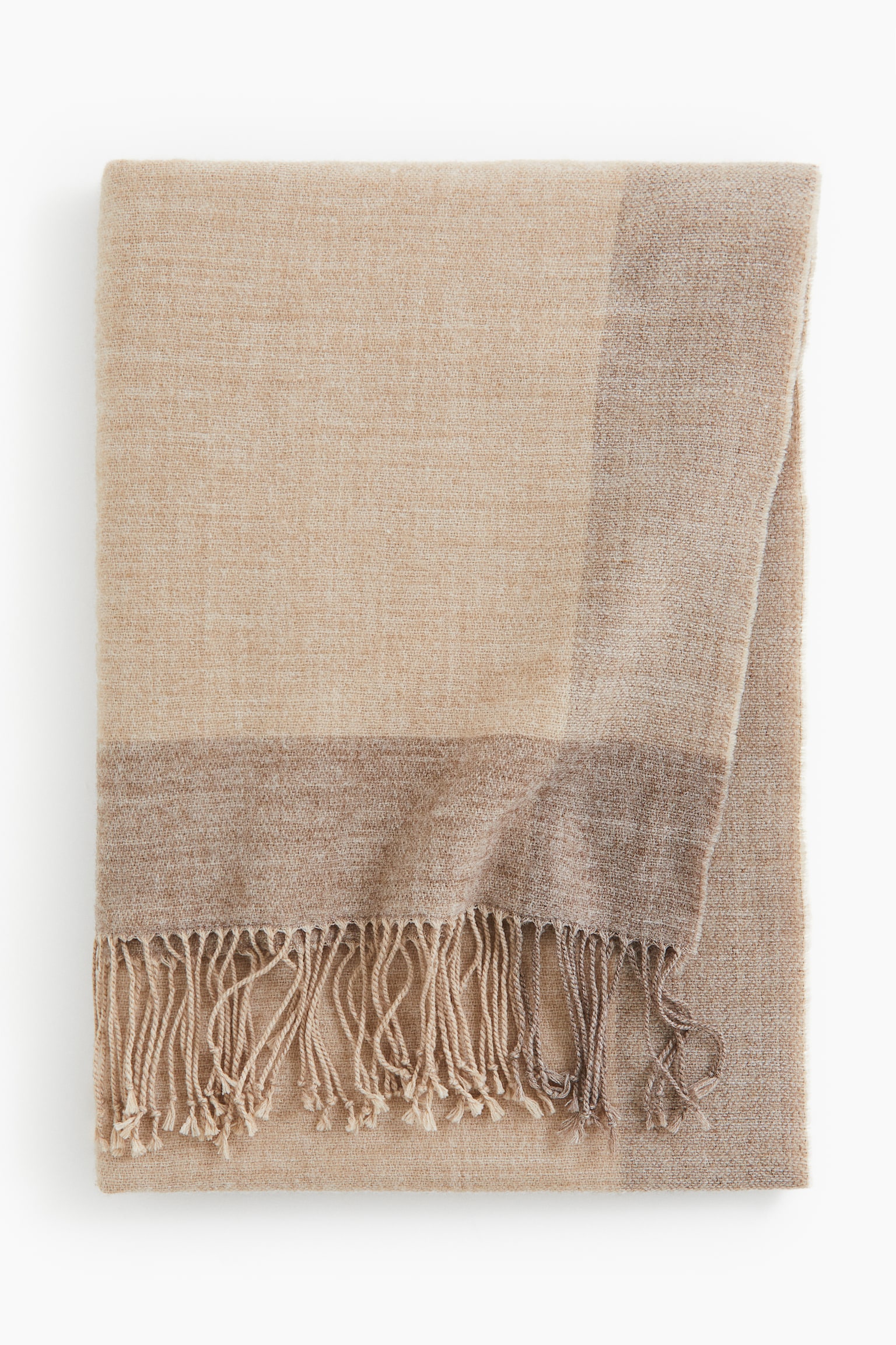 Fringed blanket - Beige marl/Olive green/Dark grey - 1