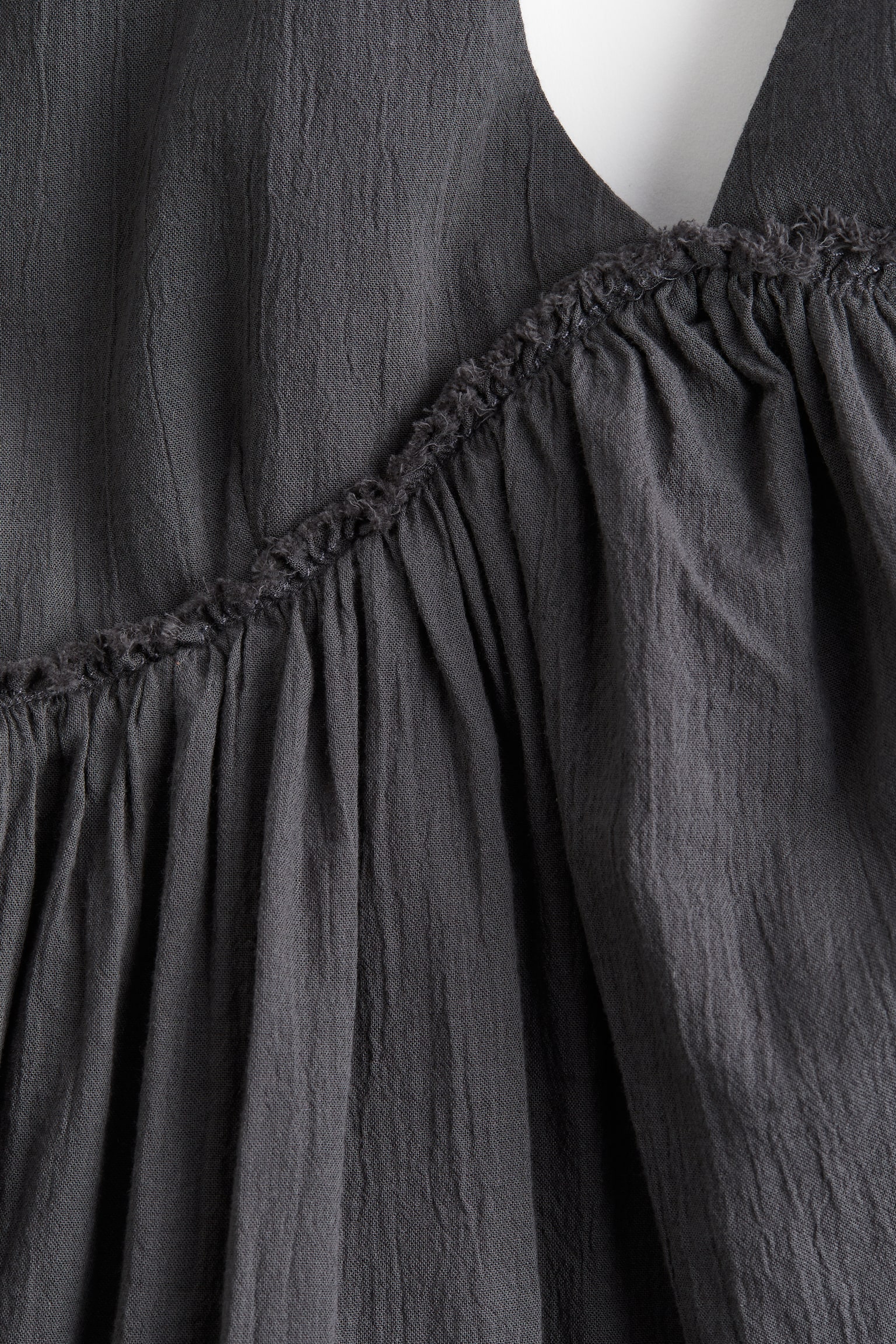 Tie Detail Crinkled Throw On Dress - Dark grey/White - 3