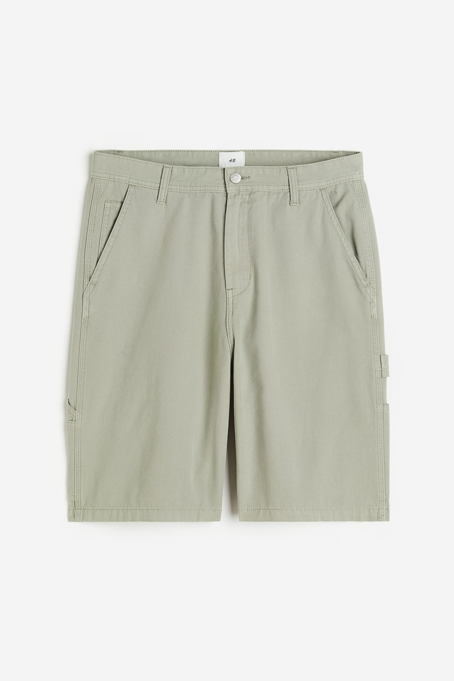 Relaxed Fit Worker shorts - Light sage green/Black/Patterned - 1