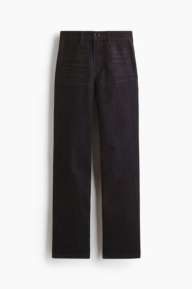 Flocked Straight High Jeans - Dark brown - 1