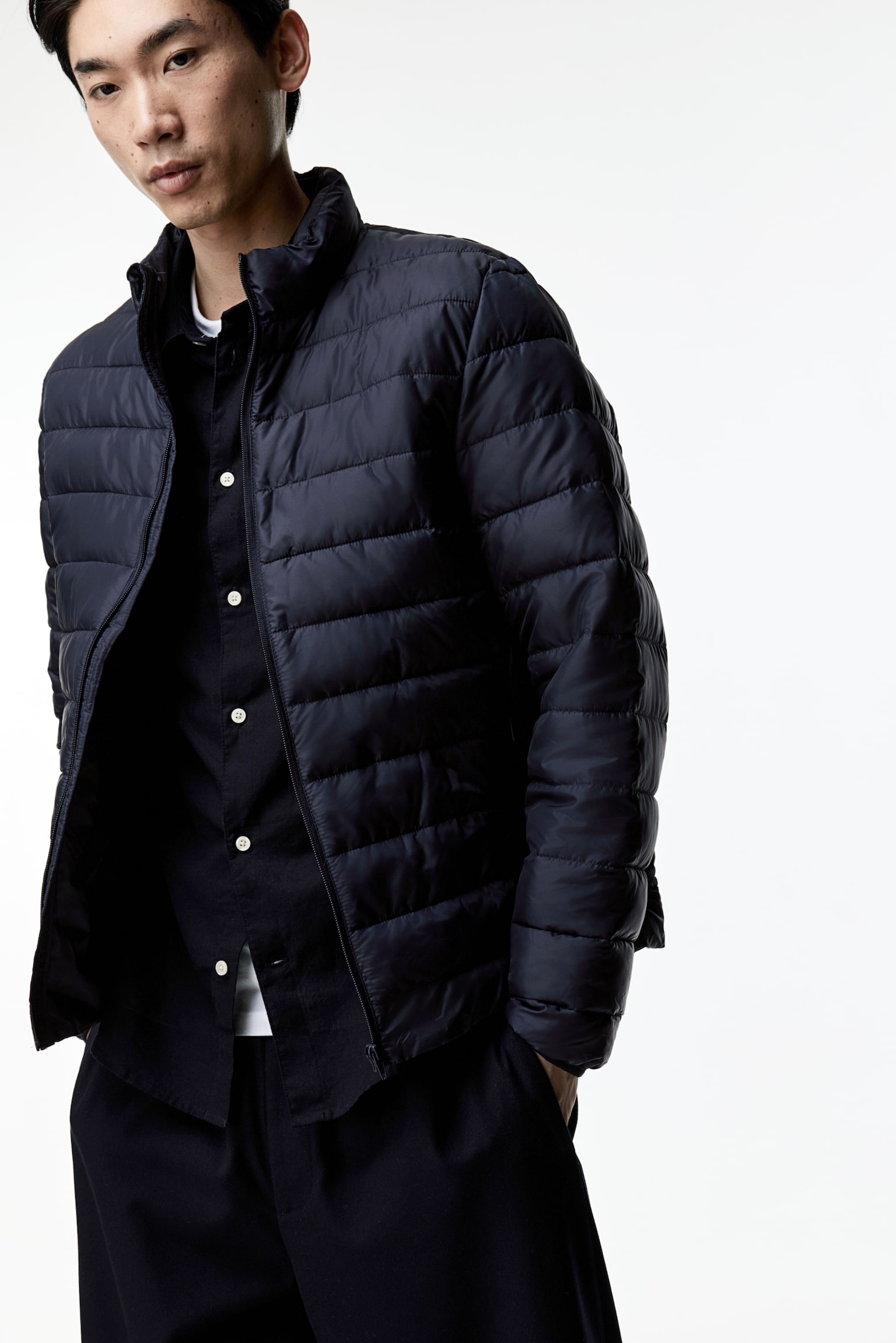 Slim Fit Lightweight puffer jacket - Navy blue/Black - 1