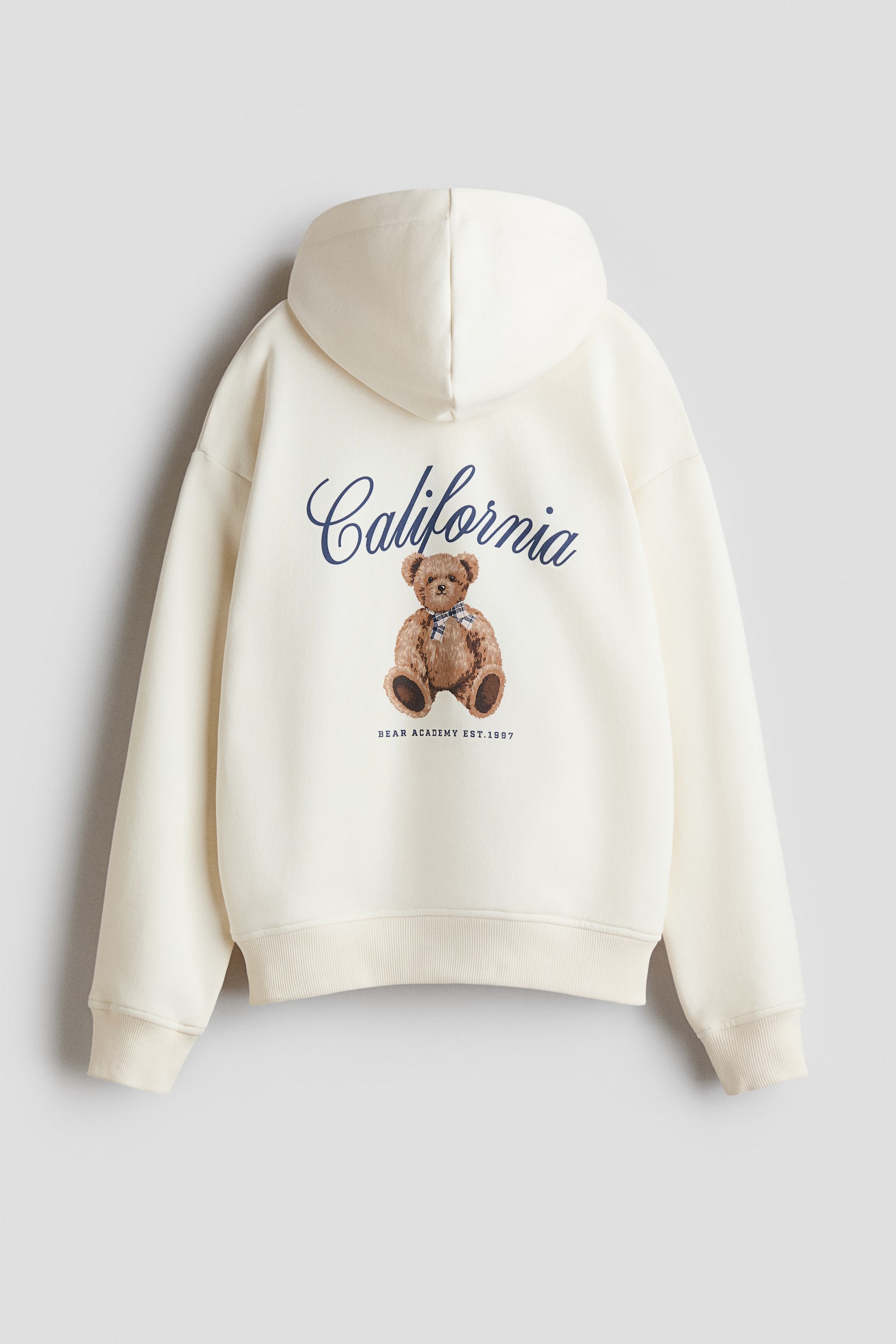 Embroidery-motif zip-through hoodie - Cream/Teddy bear/Grey marl/93/White/New York - 2