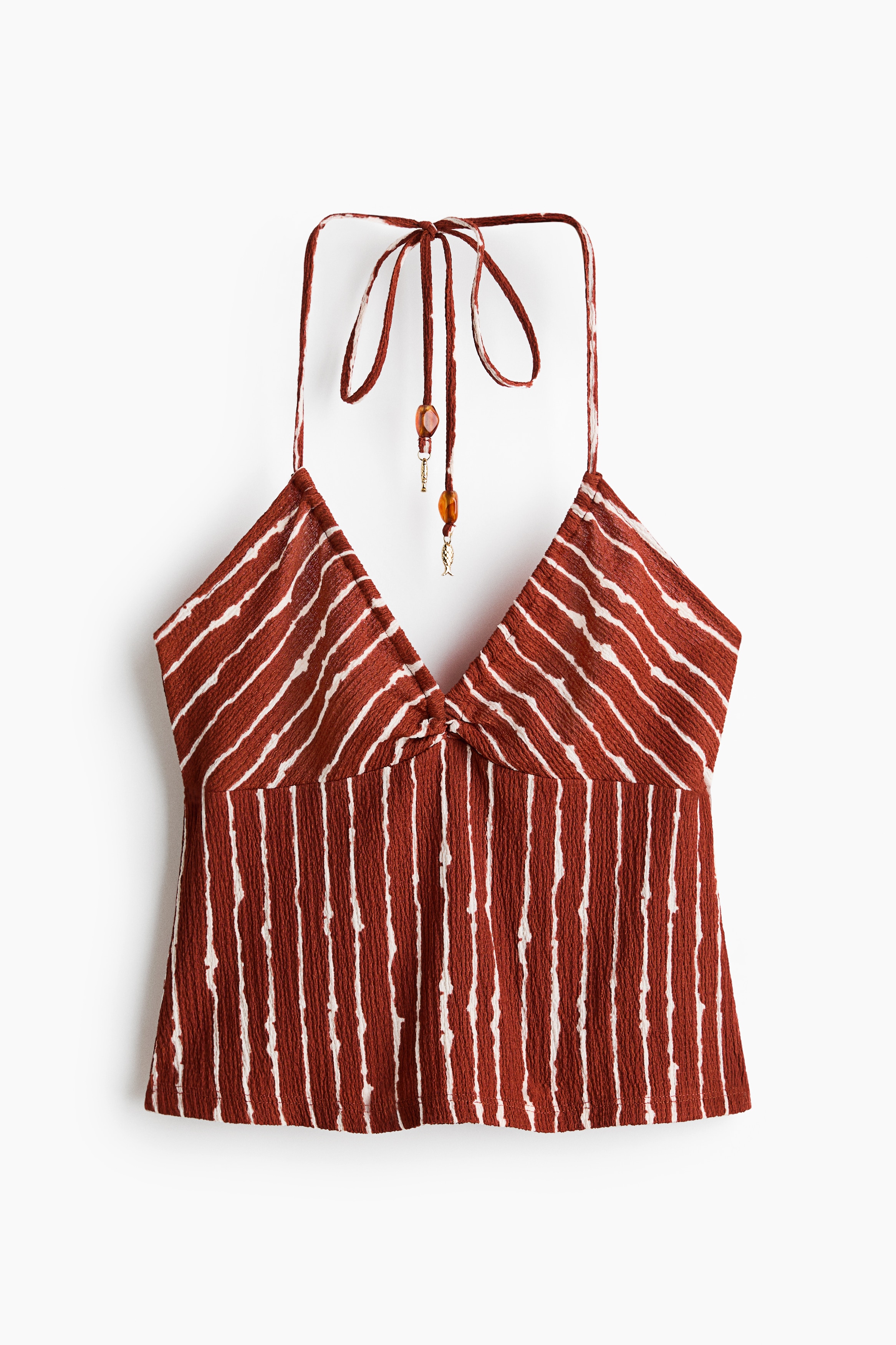Halterneck Top - Burnt orange/striped/Cream