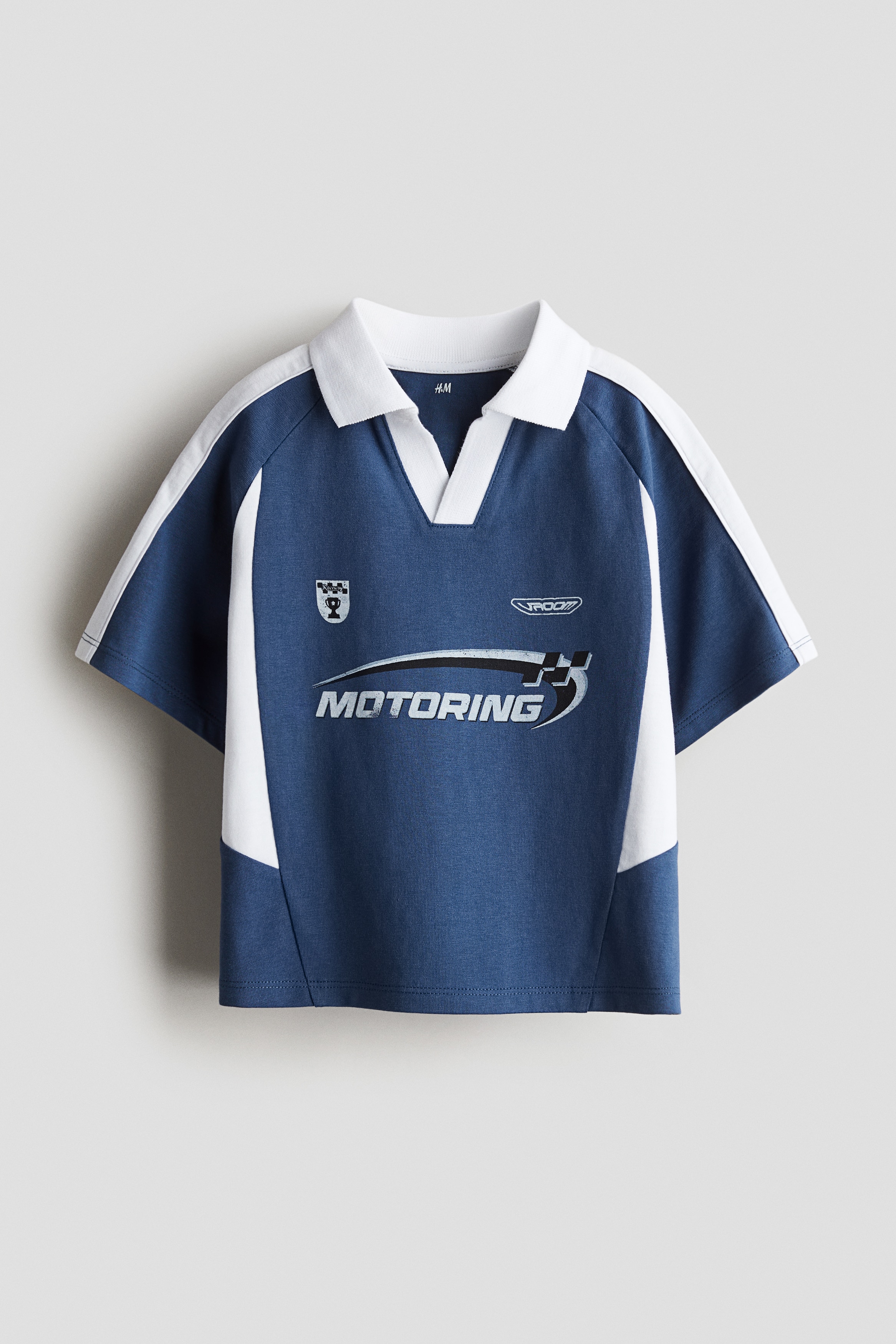 프린트 코튼 폴로셔츠 - 더스티 블루/Motoring/블랙/Overtake