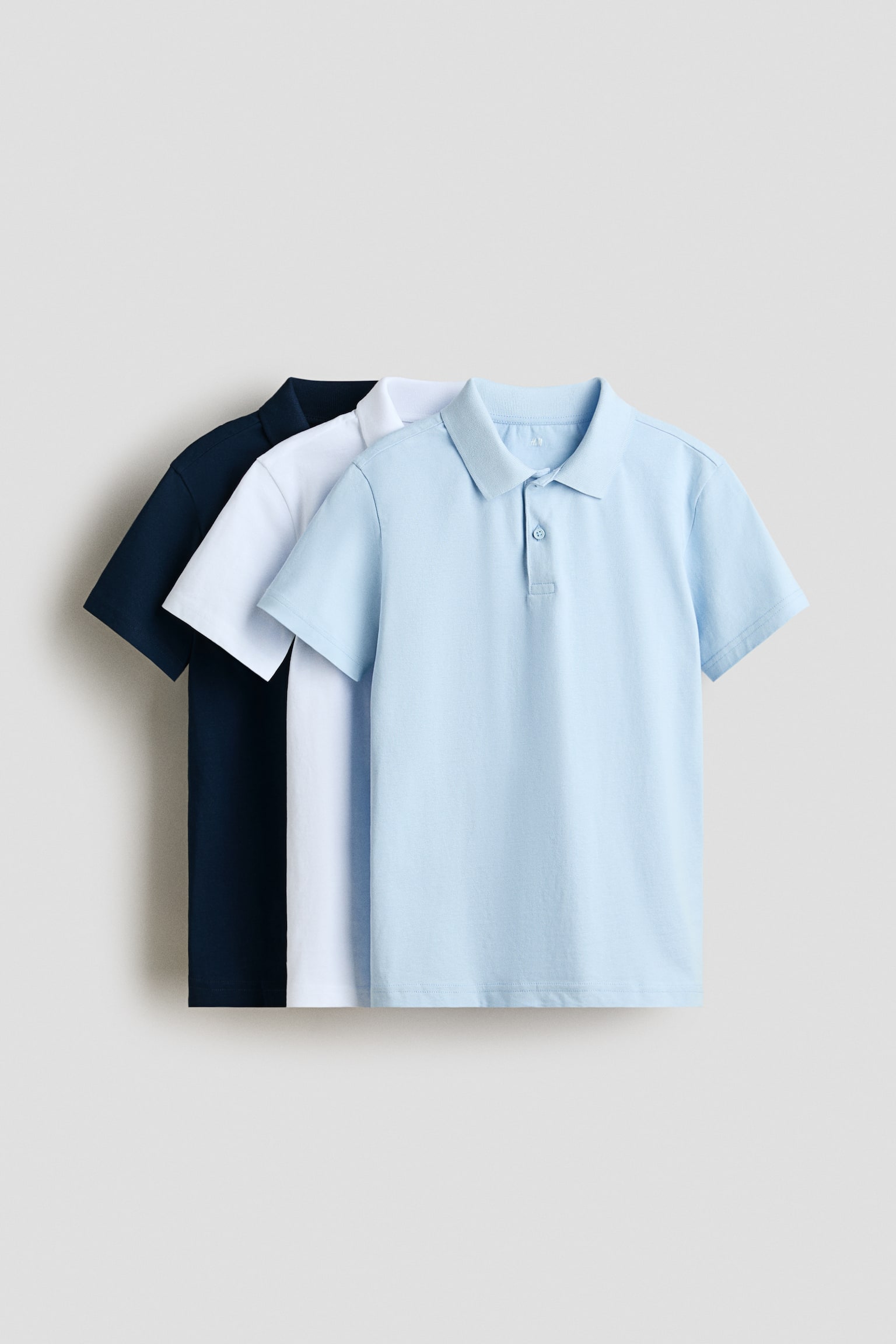 3件入棉質Polo衫 - 藍色/白色