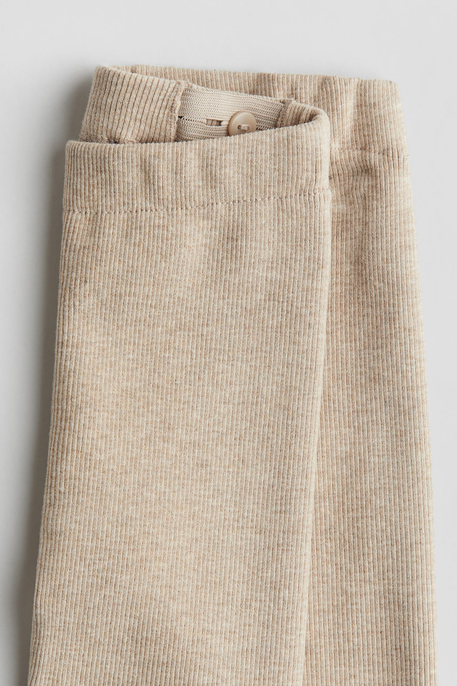 Детские леггинсы H&M Ribbed Cotton, цвет: Бежевый меланжевый — фото 2